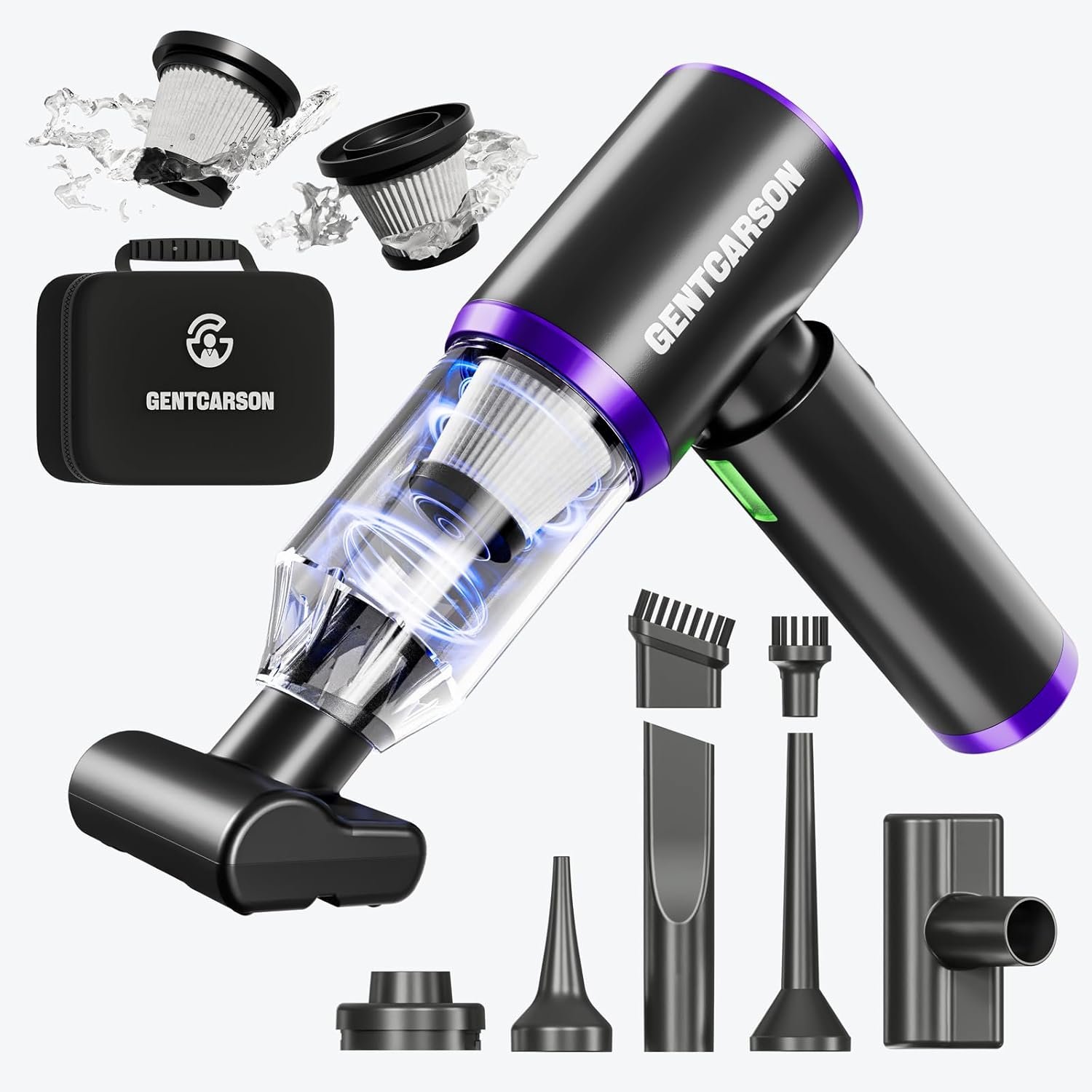 Handheld Vacuum Cordless, 15000Pa Car Vacuum Cleaner, 4 in 1 Portable Mini Hand Vacuum with Dust Lamp Brushless Motor Wireless Vacuum Compressed Air Duster Vacuum Blower for Home Car Office - Image 2