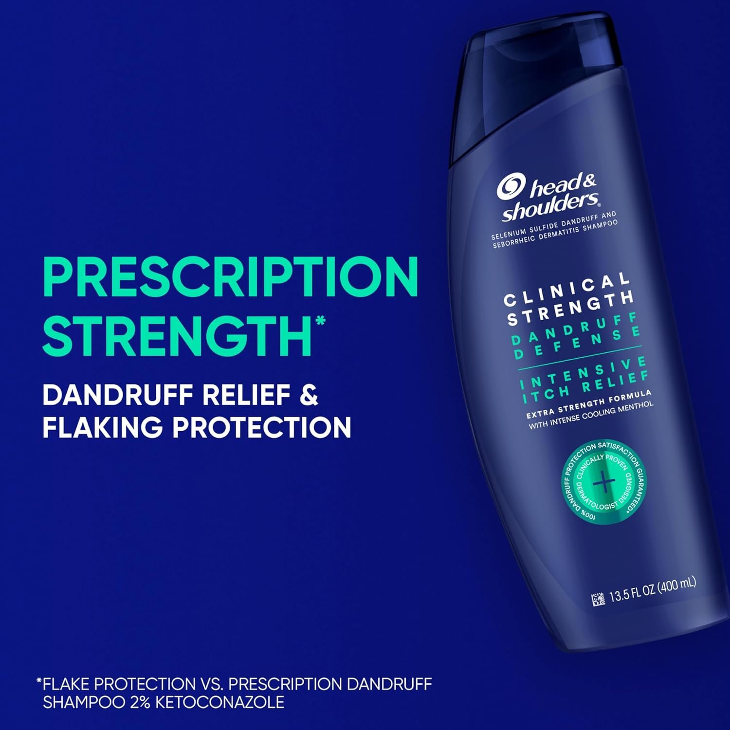 Head & Shoulders Clinical Strength Dandruff Shampoo, Selenium Sulfide Dandruff Defense, Intensive Itch Relief, Seborrheic Dermatitis Relief, Cooling Menthol, 13.5 Fl Oz Each, 2 Pack - Image 4