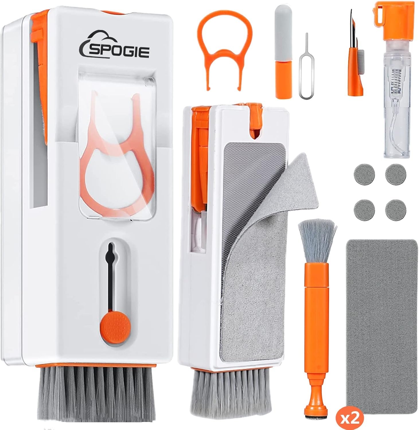 11-in-1 Keyboard Cleaning Kit, Laptop Cleaning Kit Keyboard Brush Cleaner Electronics Cleaner for Cell Phone/Earbuds/Camera Lens/Computer with Multifunctional Cleaning Tool (Orange) - Image 2