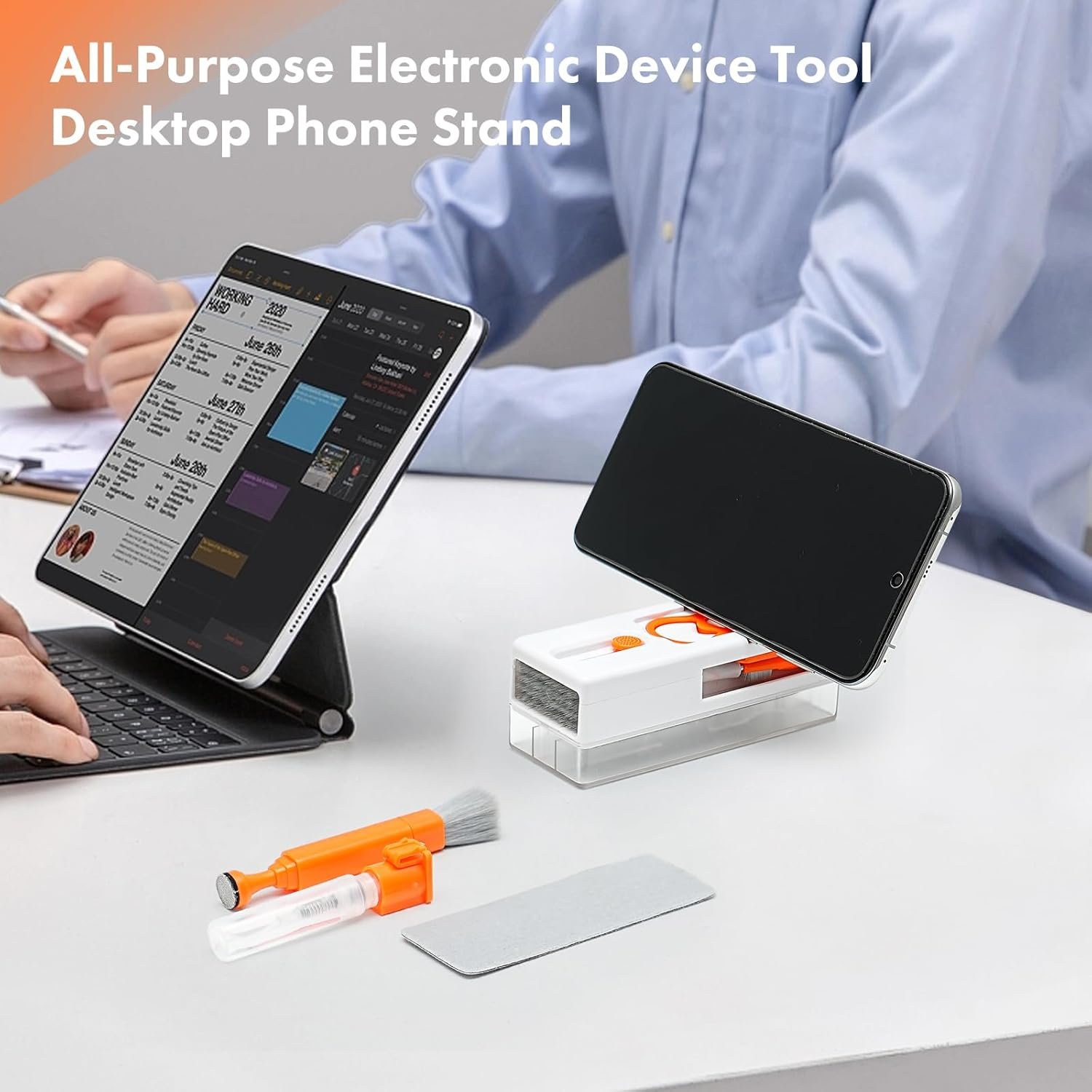 11-in-1 Keyboard Cleaning Kit, Laptop Cleaning Kit Keyboard Brush Cleaner Electronics Cleaner for Cell Phone/Earbuds/Camera Lens/Computer with Multifunctional Cleaning Tool (Orange) - Image 6