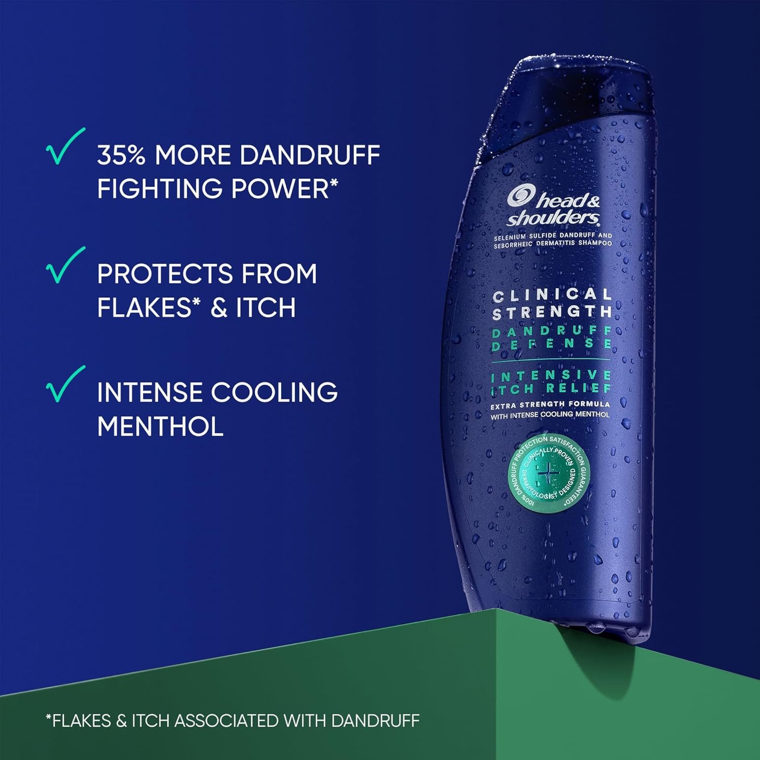 Head & Shoulders Clinical Strength Dandruff Shampoo, Selenium Sulfide Dandruff Defense, Intensive Itch Relief, Seborrheic Dermatitis Relief, Cooling Menthol, 13.5 Fl Oz Each, 2 Pack - Image 3