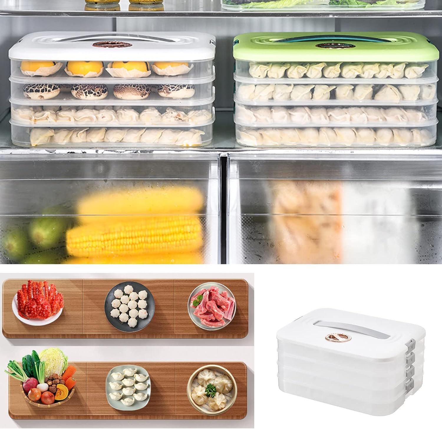 4-Layer Food Storage Containers with Lids Dumpling Storage Box,Good Sealing,Stackable Food Containers - Image 5