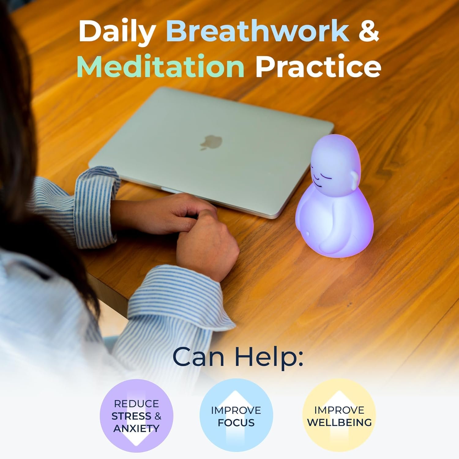 Mindsight 'Breathing Buddha' Guided Visual Meditation Tool for Mindfulness | Slow Your Breathing & Calm Your Mind for Stress & Anxiety Relief | Perfect for Adults & Kids | Relaxing Self Care Gift - Image 4