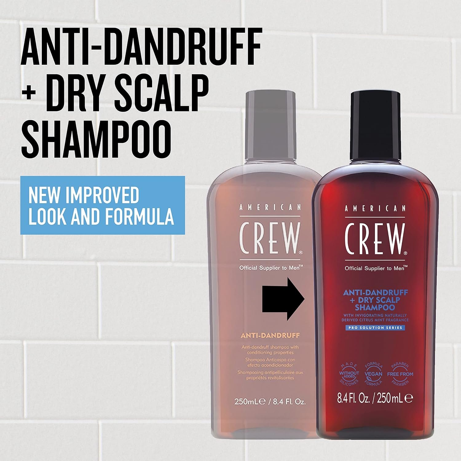 American Crew Anti-Dandruff + Dry Scalp Shampoo for Men, Citrus Mint Scent, 8.4 fl oz - Image 3