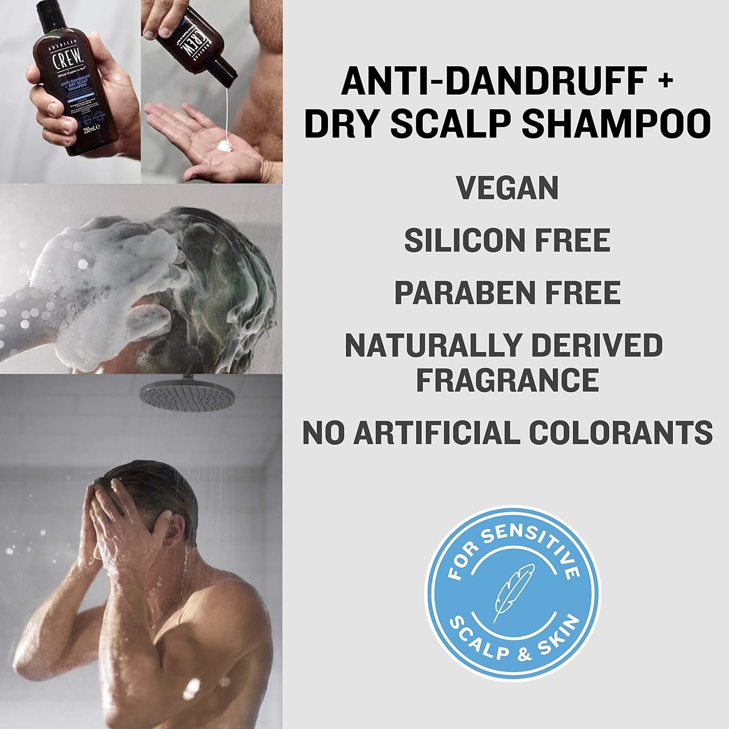 American Crew Anti-Dandruff + Dry Scalp Shampoo for Men, Citrus Mint Scent, 8.4 fl oz - Image 5