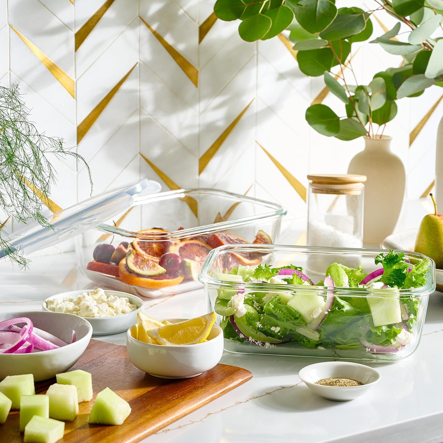 40pc Set Glass Food Storage Containers & Bowls with Airtight Lids - Leakproof BPA-Free Meal Prep Airtight Stackable Lunch Boxes, Kitchen Pantry & Storage Organizers - Microwave Freezer Dishwasher Safe - Image 7