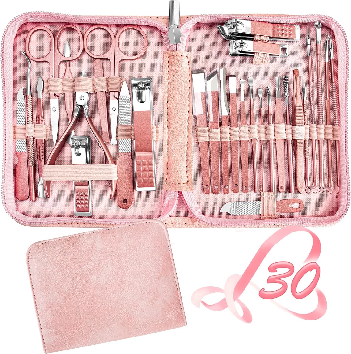 Manicure Set 30 in 1 Nail Clipper set, REDFLOW nail clippers, fingernail & toenail clippers, Manicure Tools, pedicure tools, Suitable for Travel Manicure Kit, Nail Set Kit With Everything Profe - Image 2