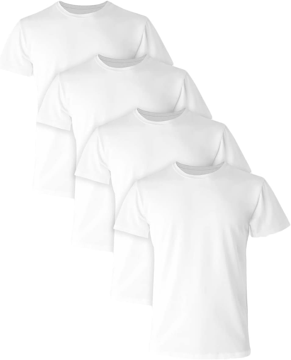 Hanes Men's Ultimate Comfort Fit Undershirt,Crewneck Stretch-cotton T-Shirt, 4-pack - Image 2