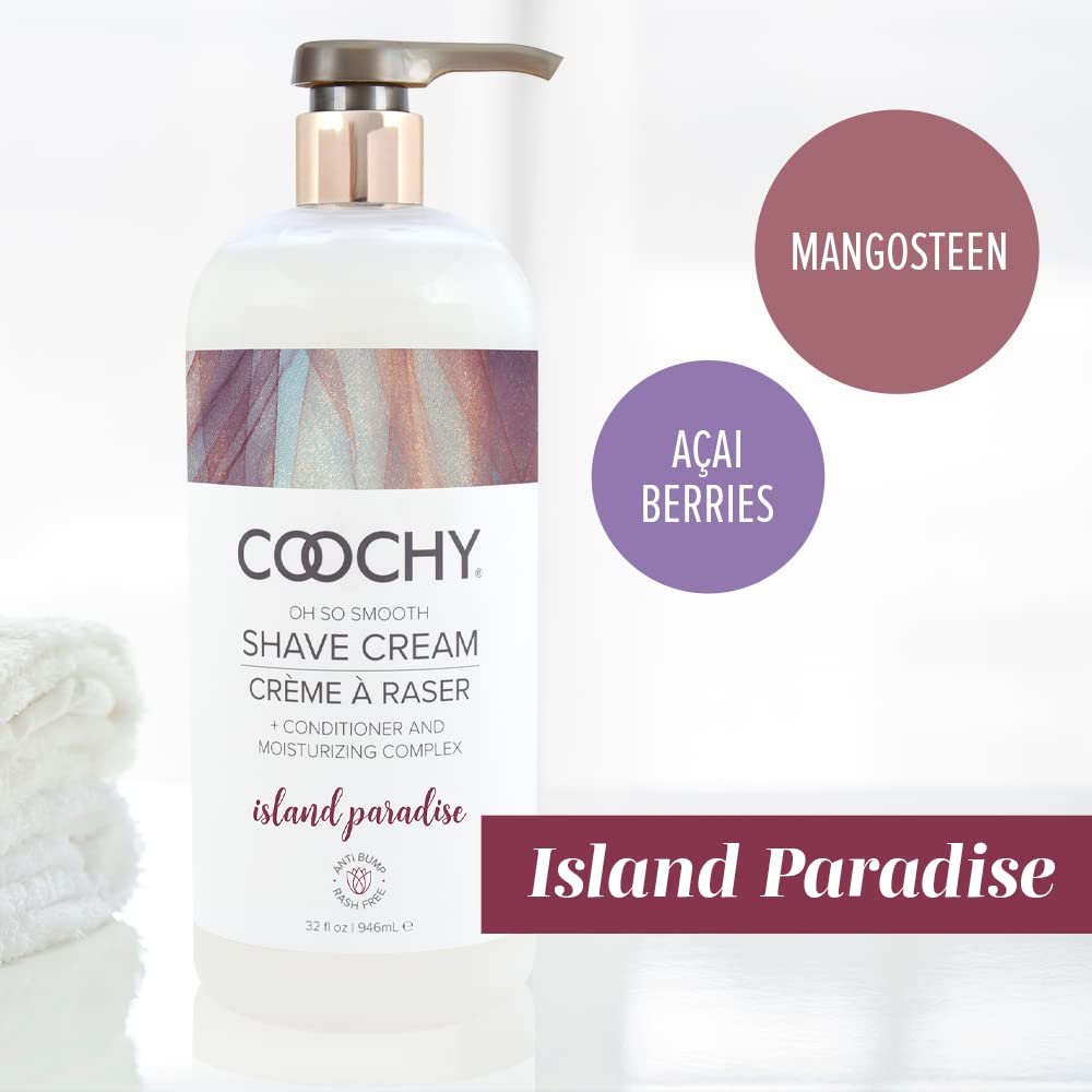 Coochy Intimate Shaving Cream | Shave Conditioner & Moisturizer for Face & Body | Ideal for Sensitive Skin Care, Anti-Bump | Island Paradise, 32 oz - Image 5