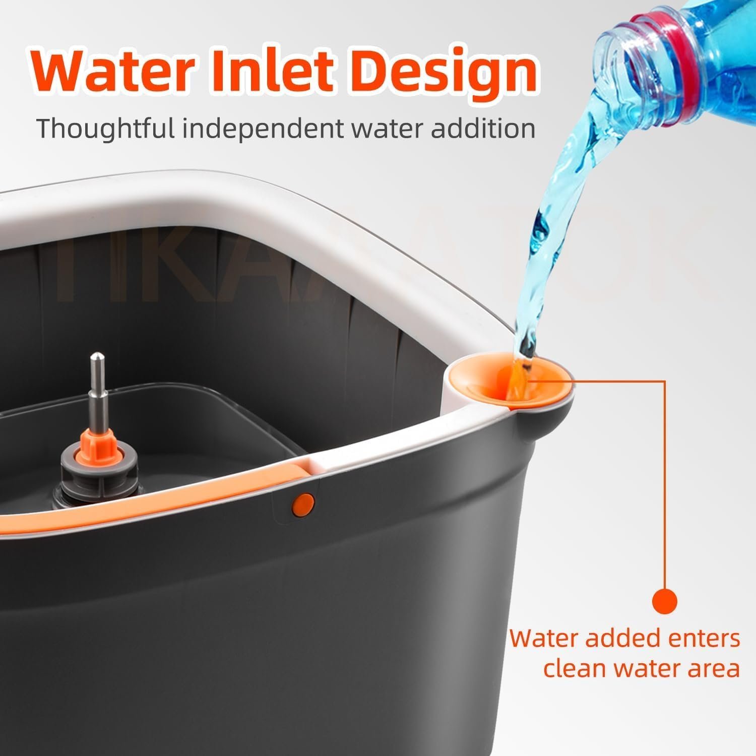 KZKR Spin Mop and Bucket Set with 6 Replaceable Microfiber Mop Pads with Self Separation Dirty and Clean Water System, Self Wringing 360° Rotating Square Mop Head for Hardwood Tile Marble Floors - Image 4