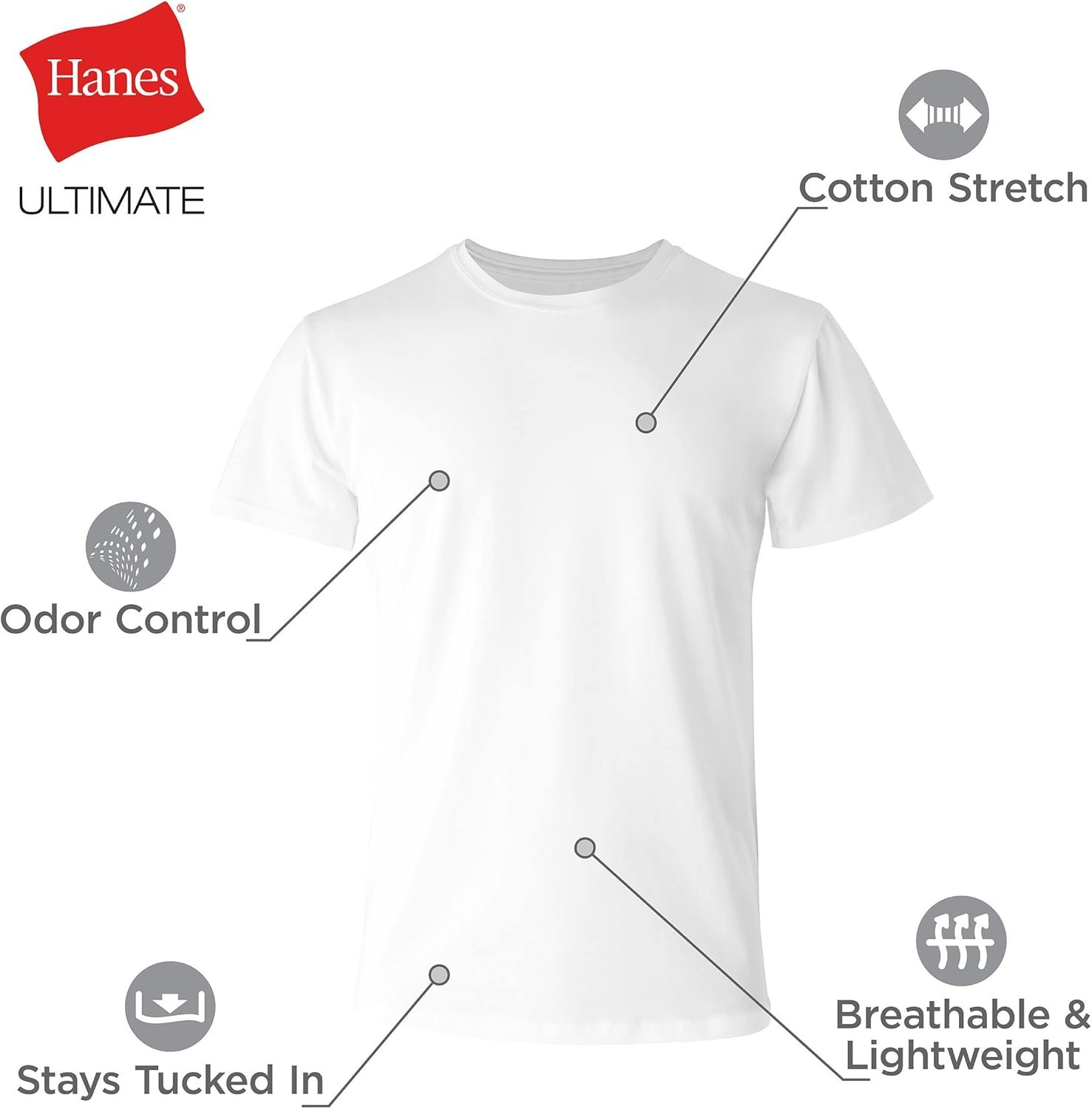 Hanes Men's Ultimate Comfort Fit Undershirt,Crewneck Stretch-cotton T-Shirt, 4-pack - Image 5