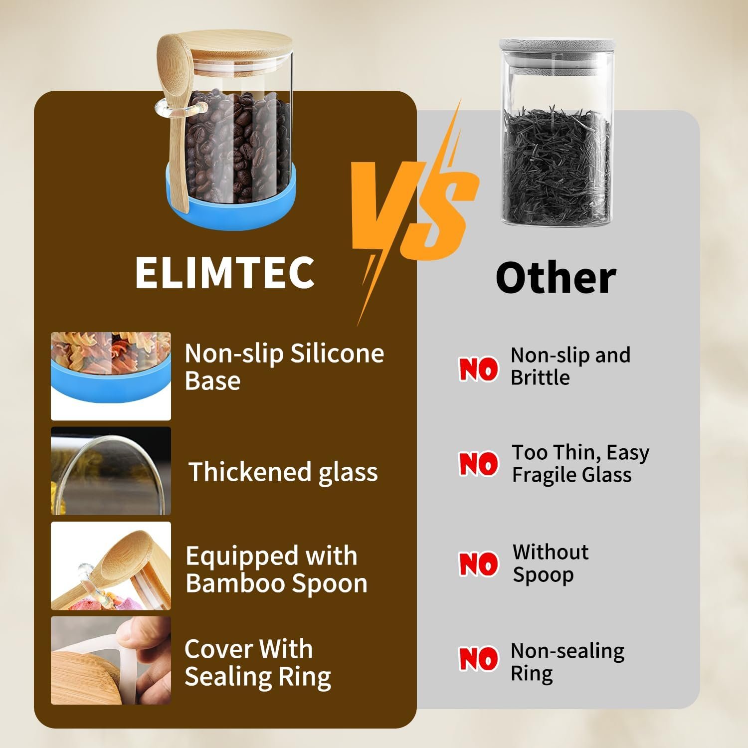 Glass Jars with Bamboo Lids and Spoons, 18.26 oz Borosilicate Glass Jars Overnight Oats Containers, Airtight Clear Food Storage Canister for Cookie, Candy, Coffee Bean, Sugar, Spices, Dry Goods - Image 6