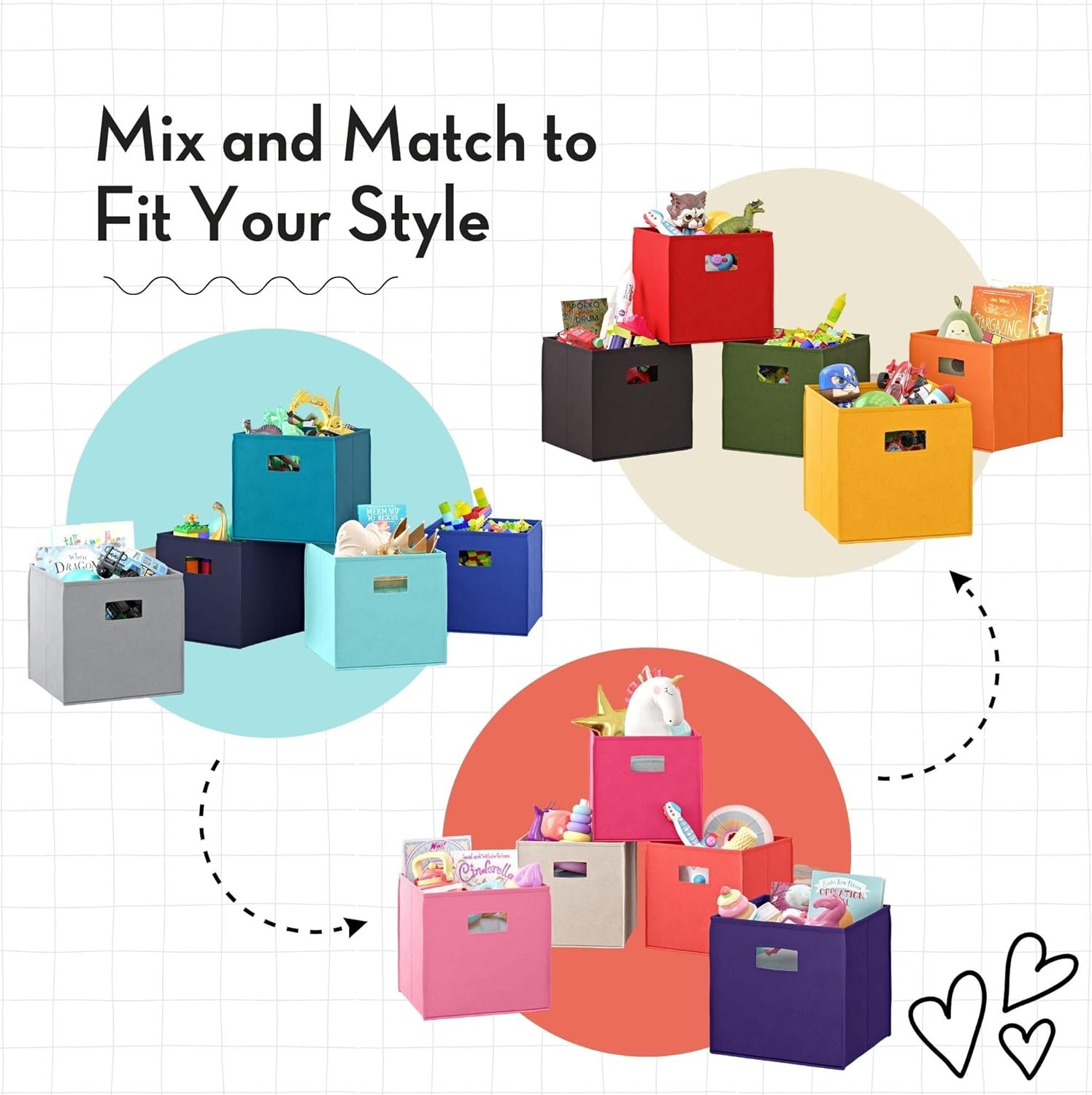 RiverRidge Folding Storage Bins with Handles Turquoise Cube Storage Organizer for Closet, Bedroom & Playroom - Closet Organizers and Storage Set of 2 - Image 6