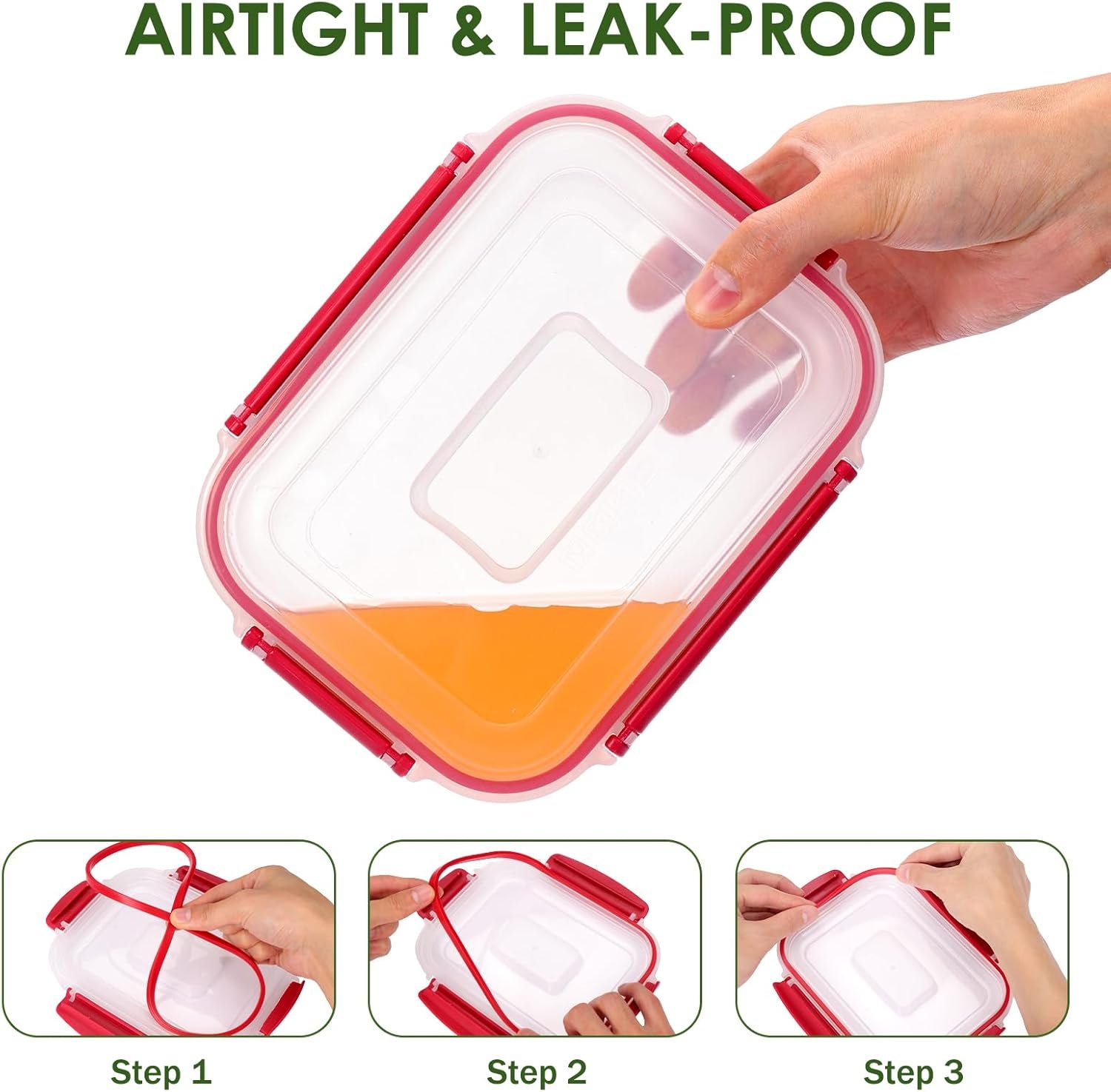 Moretoes 10pcs Food Storage Containers with Lids (5 Snap Lids & 5 Nestable Containers), Plastic Airtight Stackable Leakproof Freezer Storage Containers for Kitchen, Refrigerator Organization - Image 4