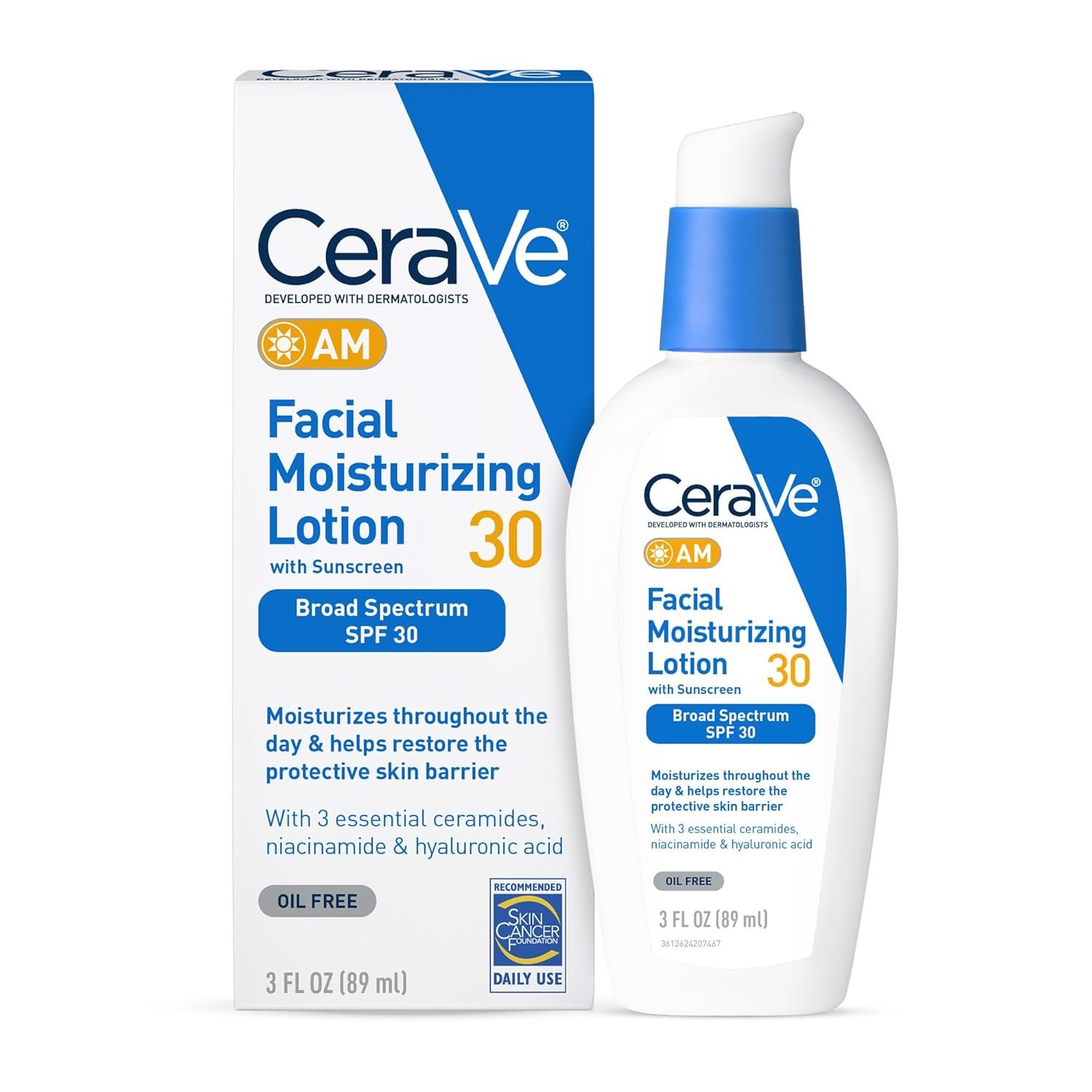 CeraVe AM Facial Moisturizing Lotion with SPF 30, Oil-Free Face Moisturizer with SPF, Formulated with Hyaluronic Acid, Niacinamide & Ceramides, Non-Comedogenic, Broad Spectrum Sunscreen, 3 Ounce - Image 2