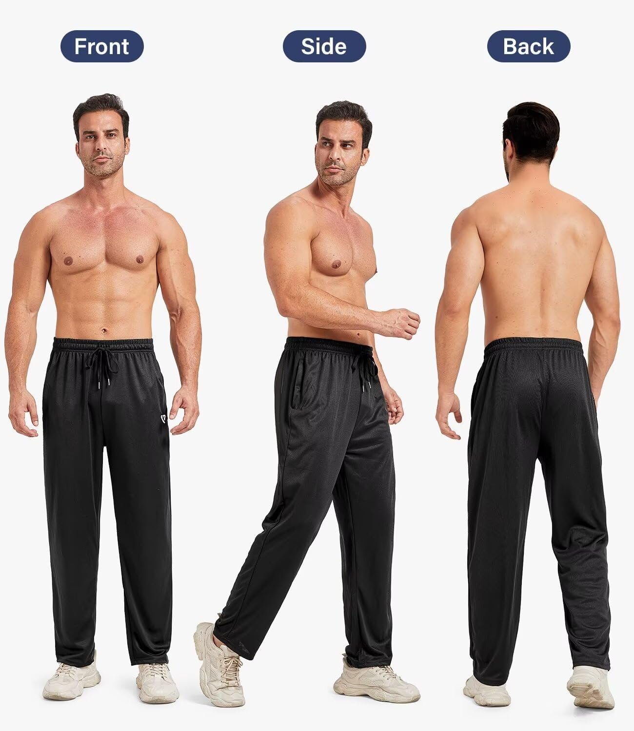 5 Pack Mens Sweatpants Open Bottom Joggers for Men with Zip Pockets Loose Fit Mesh Athletic Pants for Running,Casual - Image 3