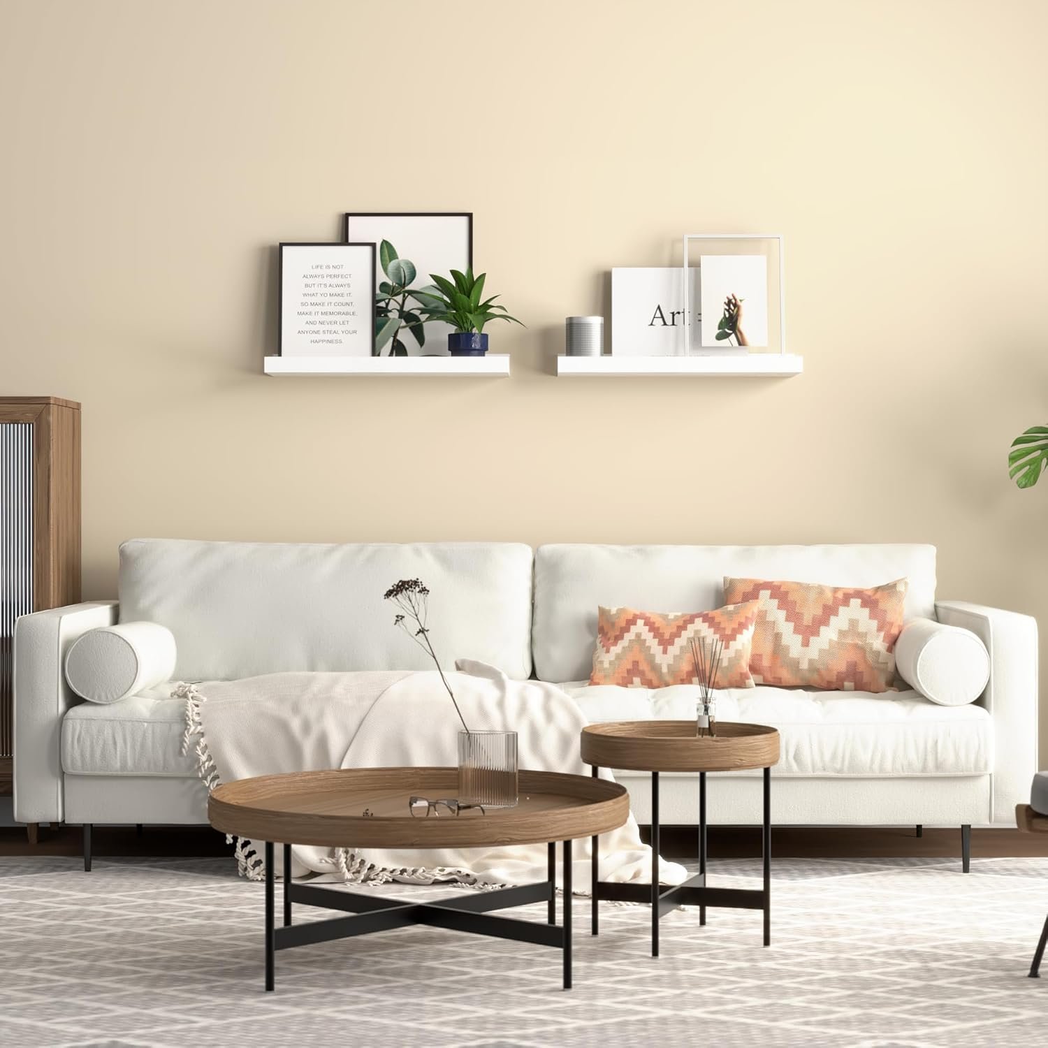 Floating Shelves Wall Mounted Set of 2, Modern White Shelves for Bedroom, Nursery Shelves with Lip, Display Picture Ledge Shelf for Wall Decor Living Room Bathroom Kitchen - White - Image 6