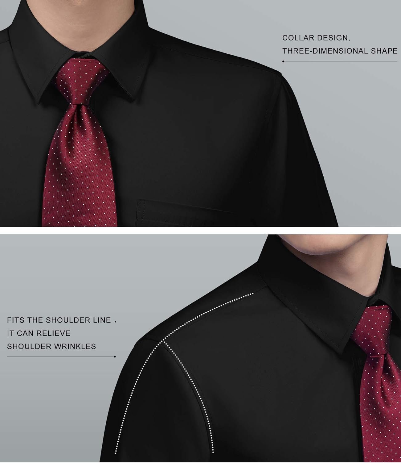 HISDERN Mens Business Dress Shirts Long Sleeve Casual Button Down Shirt Formal Inner Collar Contrast Shirt for Men Wedding - Image 7