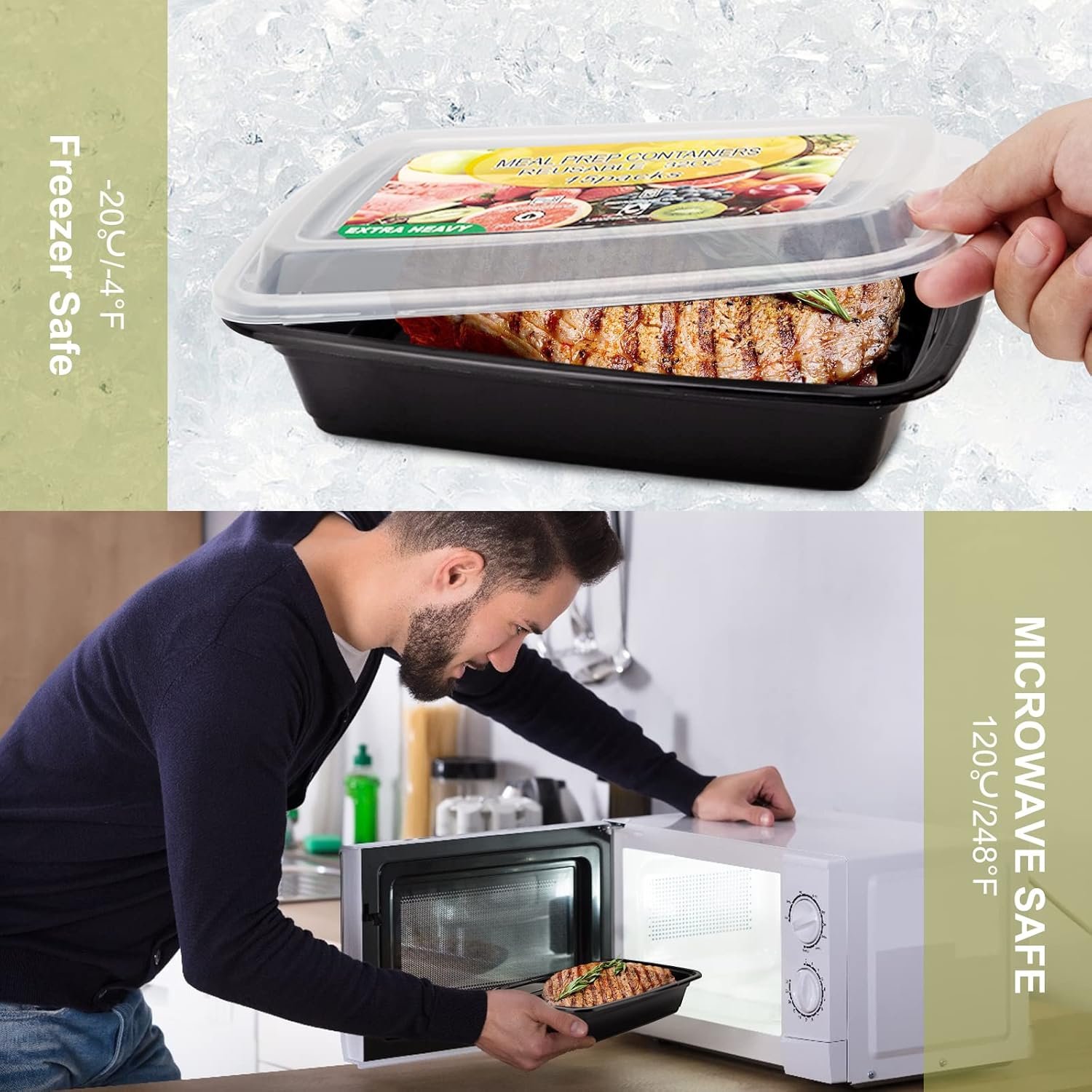 15 Pack- Meal Prep Containers 32oz, Plastic Food Prep Containers Reusable, Leakproof To Go Food Containers with Lids, BPA-Free, Microwave/Dishwasher/Freezer Safe - Image 4