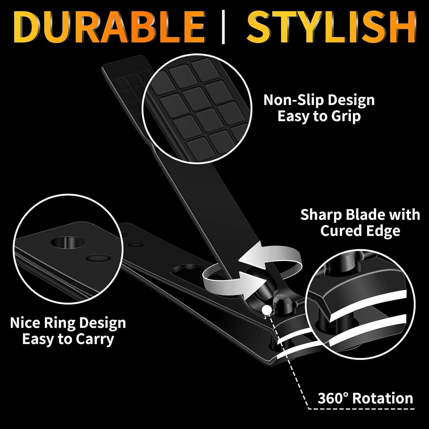 Manicure Set 16 In 1 Professional Stainless Steel Pedicure Kit Toenail Clippers Set Mens Grooming Kit Fingernail Kit for Women with Luxurious Travel Bag, Suitable for Home, Travel, and Salon (Black) - Image 5