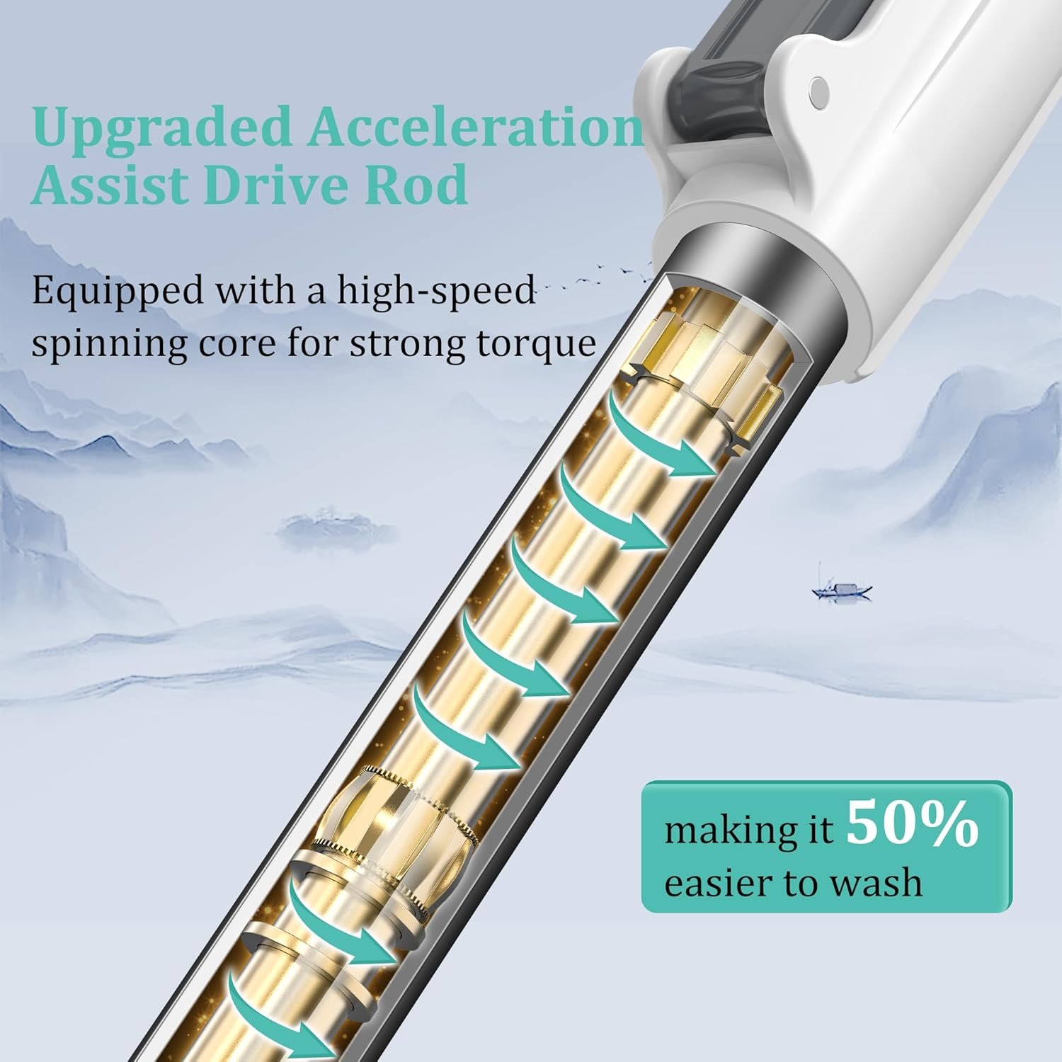 Mop and Bucket with Wringer Set for Home, Spin Mop and Bucket Mops for Floor Cleaning with 3 Mop Head Replacement and 1 Scrub Brush for Hardwood Tile Laminate Home Cleaning Tools Household Accessories - Image 4