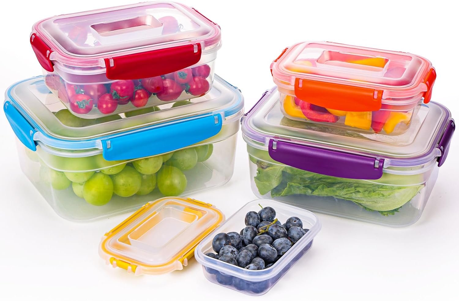 Moretoes 10pcs Food Storage Containers with Lids (5 Snap Lids & 5 Nestable Containers), Plastic Airtight Stackable Leakproof Freezer Storage Containers for Kitchen, Refrigerator Organization - Image 2