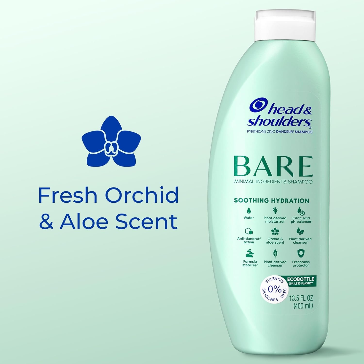 Head & Shoulders BARE Dandruff Shampoo Twin Pack, Sulfate-Free, Silicion-Free, Dye-Free, Eco-Friendly Bottles, Safe for All Hair Types, 13.5 Fl Oz Each (Set of 2) - Image 7