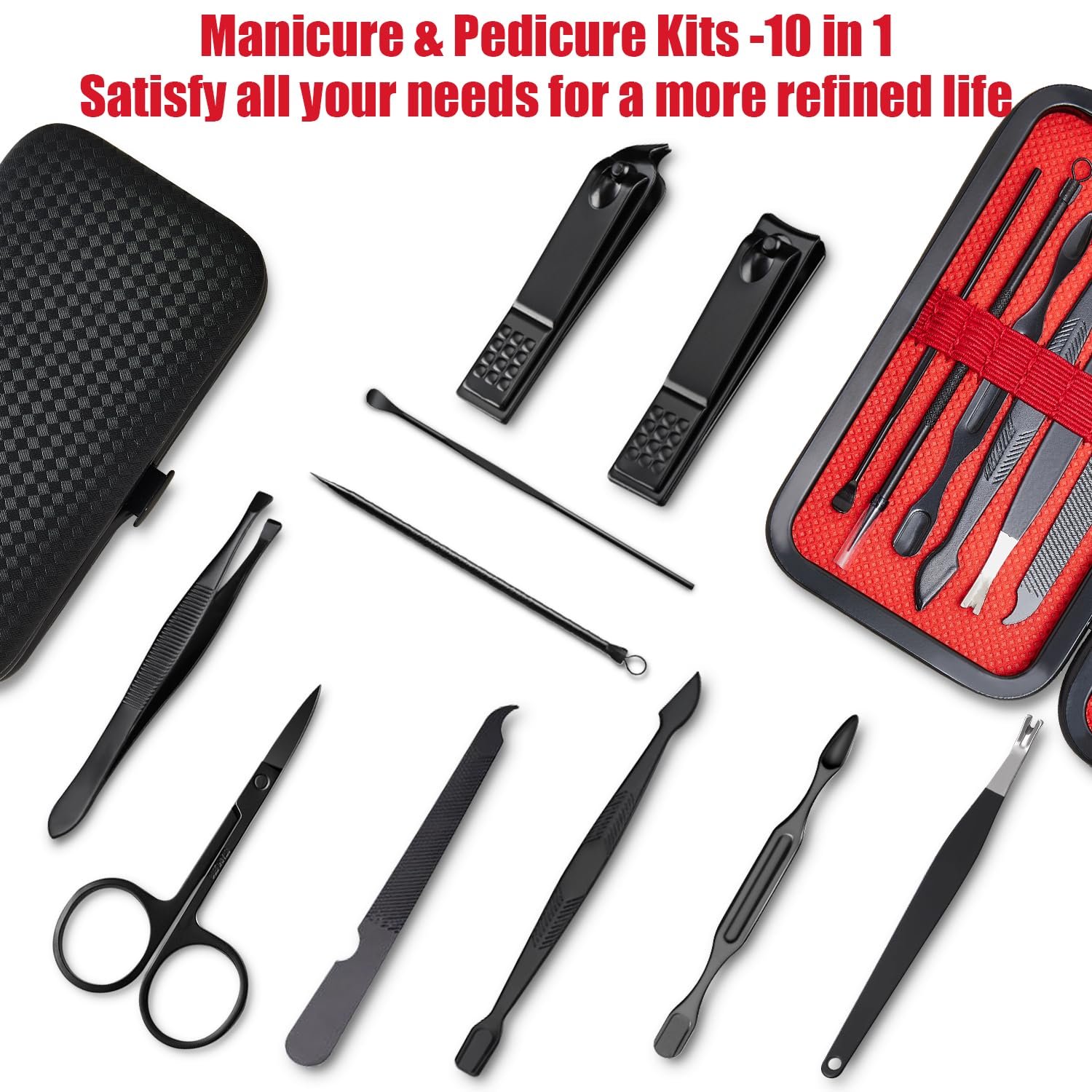 Manicure Set 10 in 1 Mens Gifts Nail Clipper Kit Travel Nail Set for Men and Women, Mens Nail Grooming Kit Birthday Thanksgiving Day Gifts for Him Her Boys Girls Husband Boyfriend - Image 5