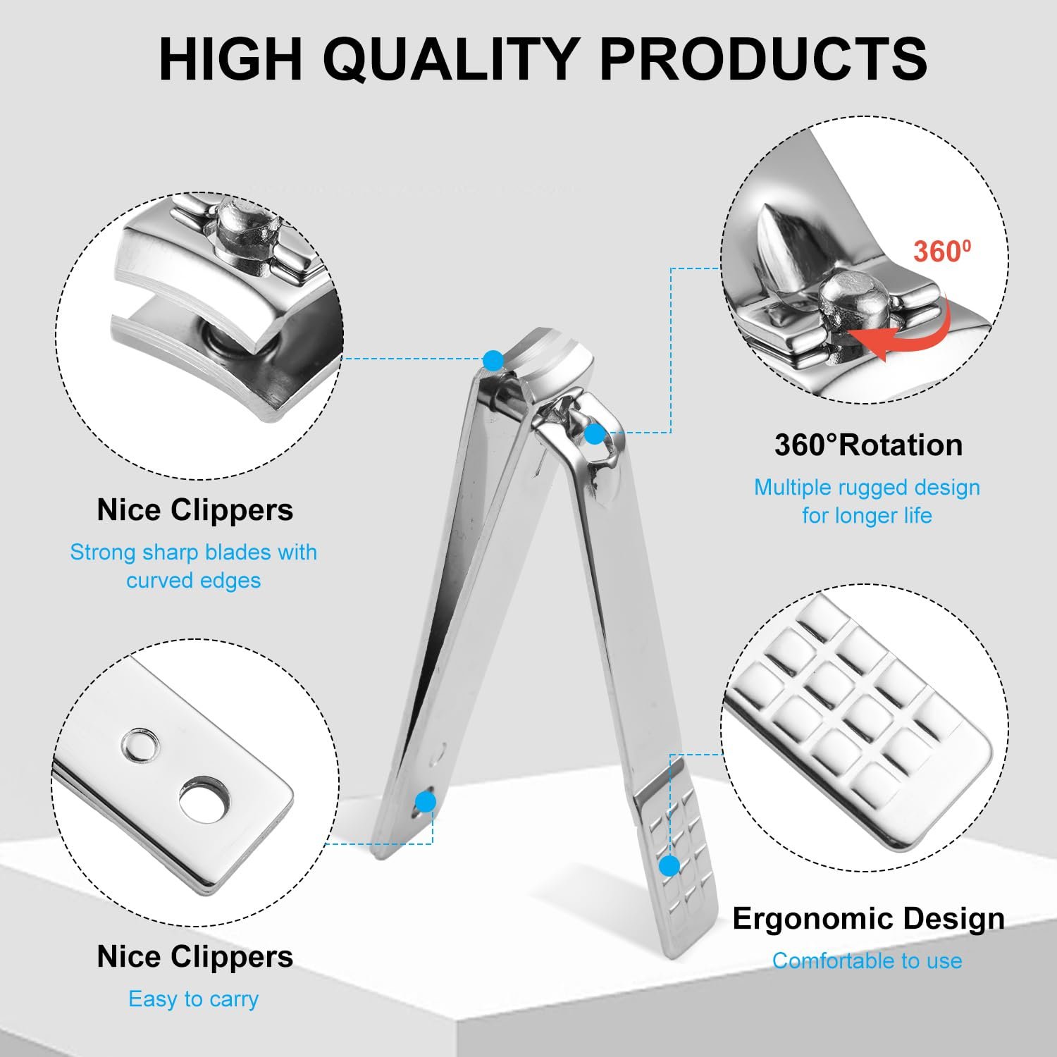 Nail Kit, Manicure Kit, Nail Care Kit For Men, Manicure Pedicure Set, Nail Clippers Toenail Clippers Kit, Professional Manicure Kit Pedicure Kit, Black Travel Case, Set of 12. - Image 5