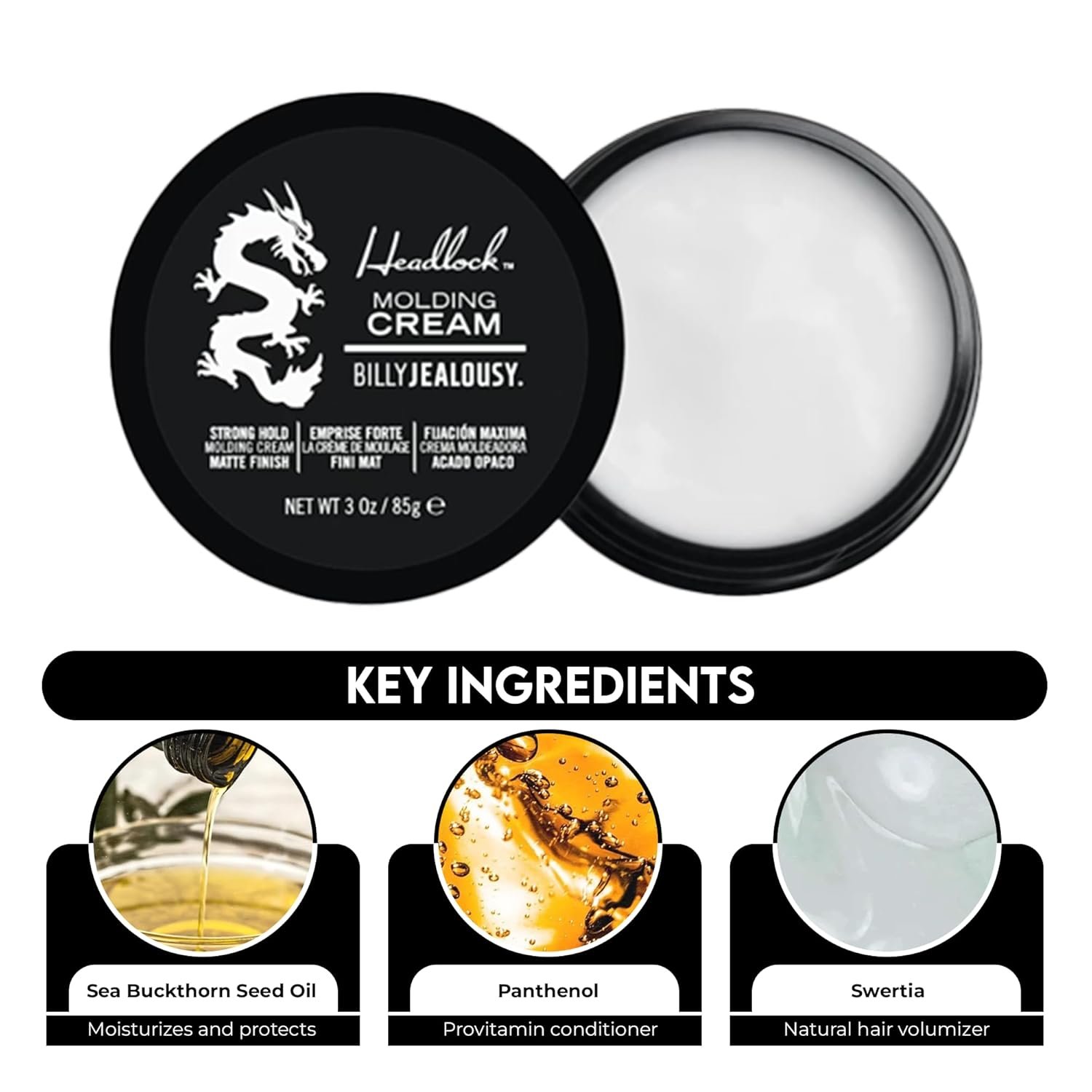 Billy Jealousy Headlock Hair Molding Cream, Hair Styling Cream for Men with Strong All-Day Hold, Natural Matte Finish Styling Agent for All Lengths, 3 Ounce - Image 5