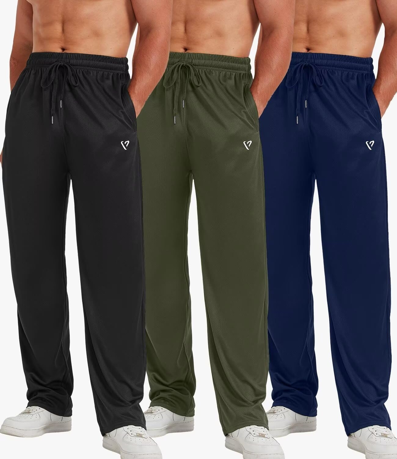 5 Pack Mens Sweatpants Open Bottom Joggers for Men with Zip Pockets Loose Fit Mesh Athletic Pants for Running,Casual - Image 4