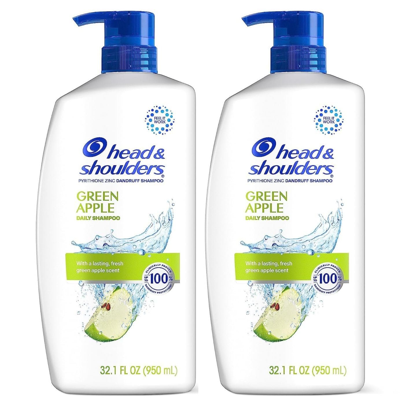 Head & Shoulders Dandruff Shampoo, Clinically Proven Anti Dandruff & Scalp Care Treatment, Fresh Green Apple Scent, Paraben-Free, 32.1 Fl Oz Each, 2 Pack - Image 2