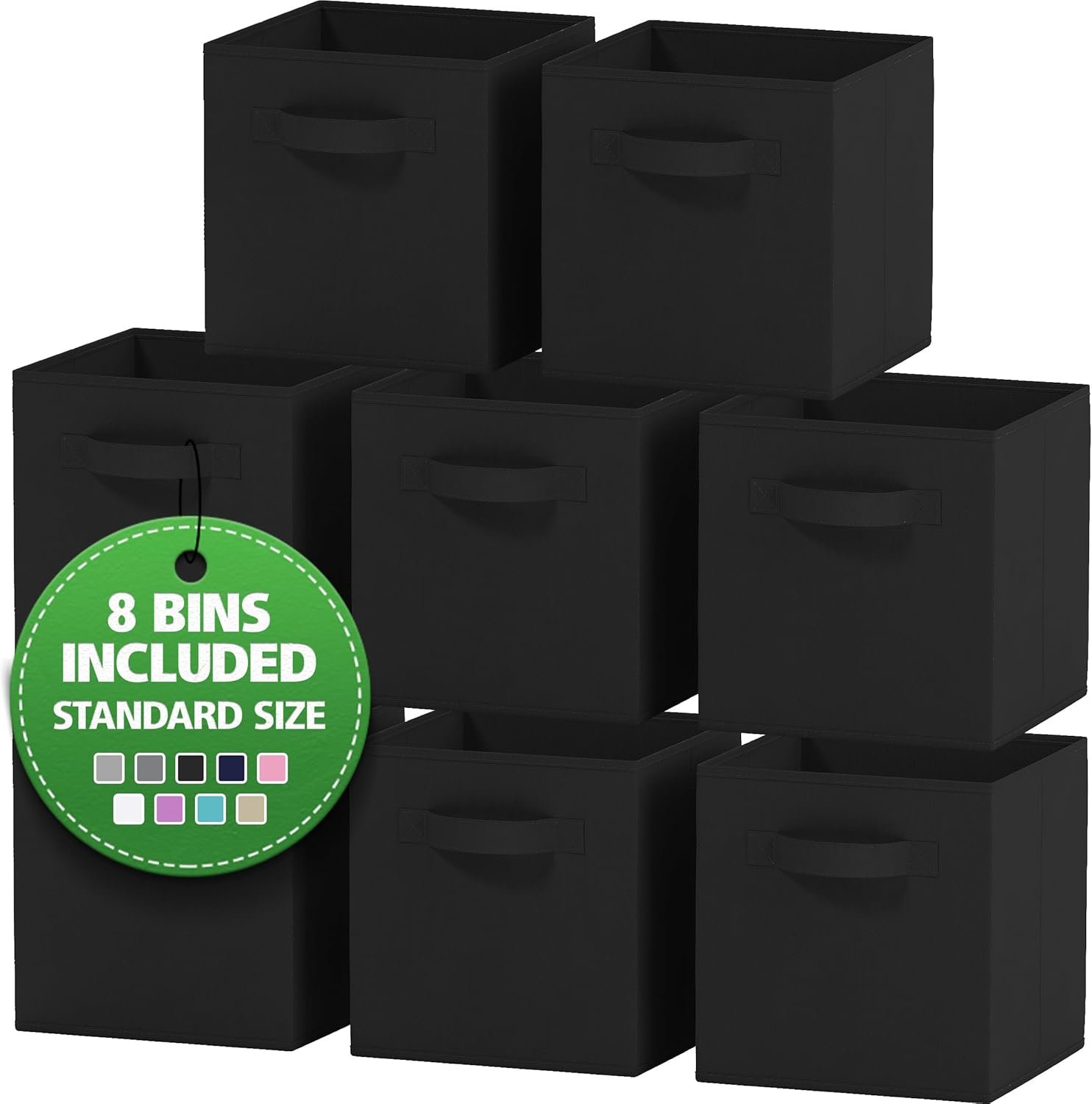 Fabric Storage Cubes for Cube Organizer - 8 Pack Heavy Duty Black Storage Bins - 11 Inch Cube Storage Bin, Use As A Clothes Storage Box In Closet, Baskets For Shelves or Cubbies Storage Organizer - Image 2