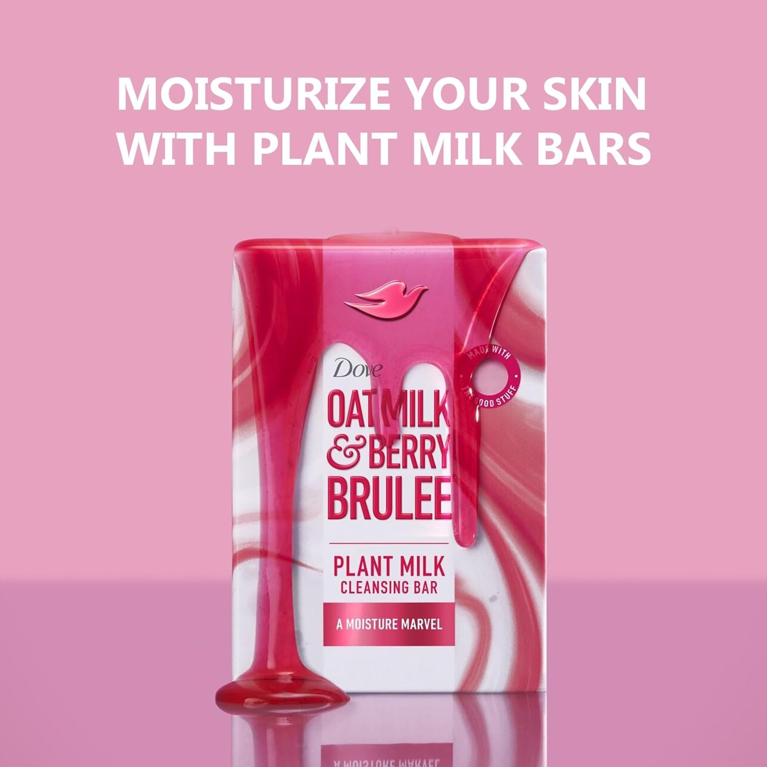 Dove Plant Milk Cleansing Bar Soap Oat Milk & Berry Brulee Moisture Marvel 4 Count for Moisturized Skin Gentle Cleanser, No Sulfate Cleansers or Parabens, 98% Biodegradable Formula 5 oz - Image 5