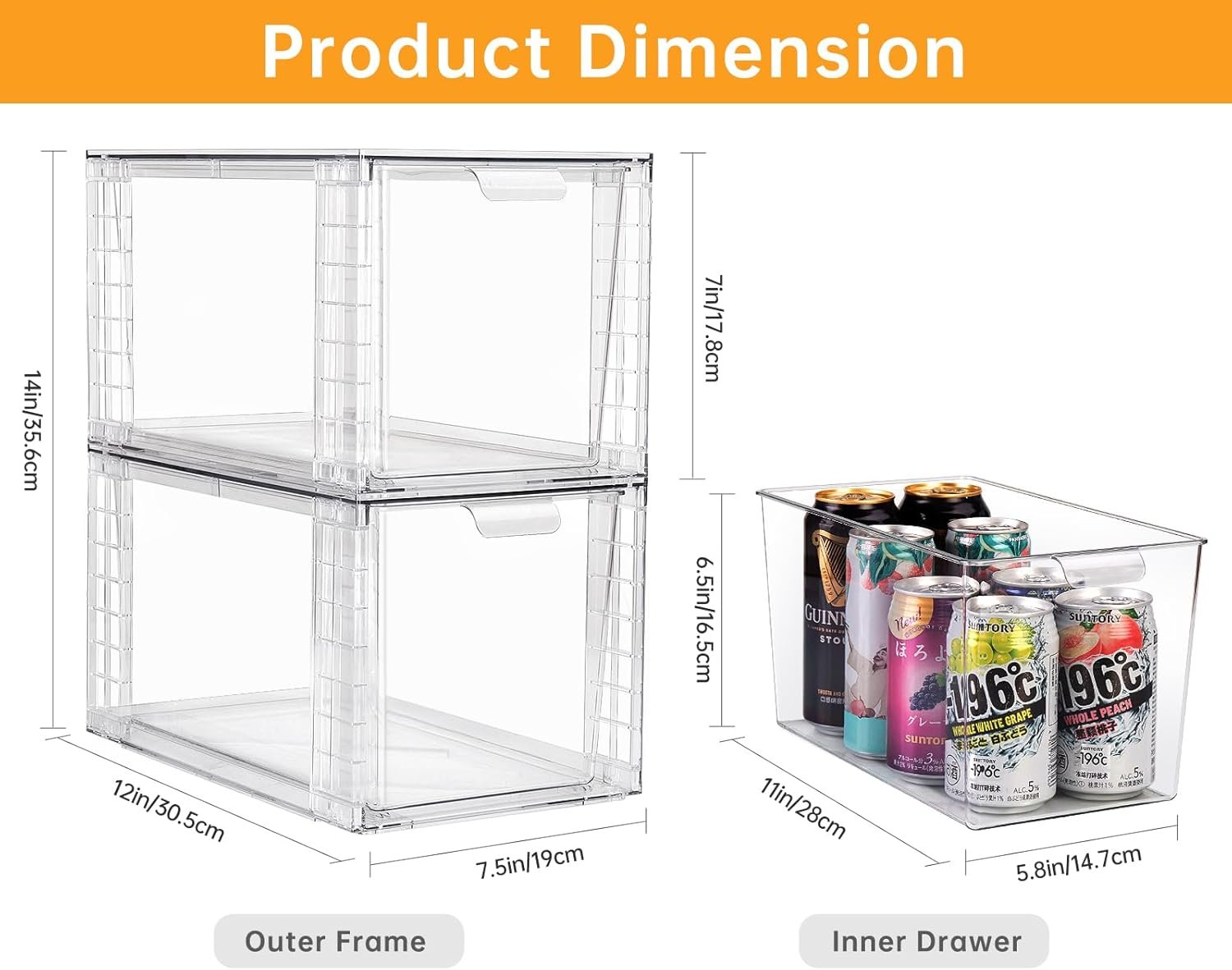 4Pack Large Stackable Kitchen Storage Drawers, Clear Foods Organizer Bins with Handles, Easily Assemble for Bathroom, Kitchen, Pantry, Cabinet, Closet(XL-UP Handle) - Image 4