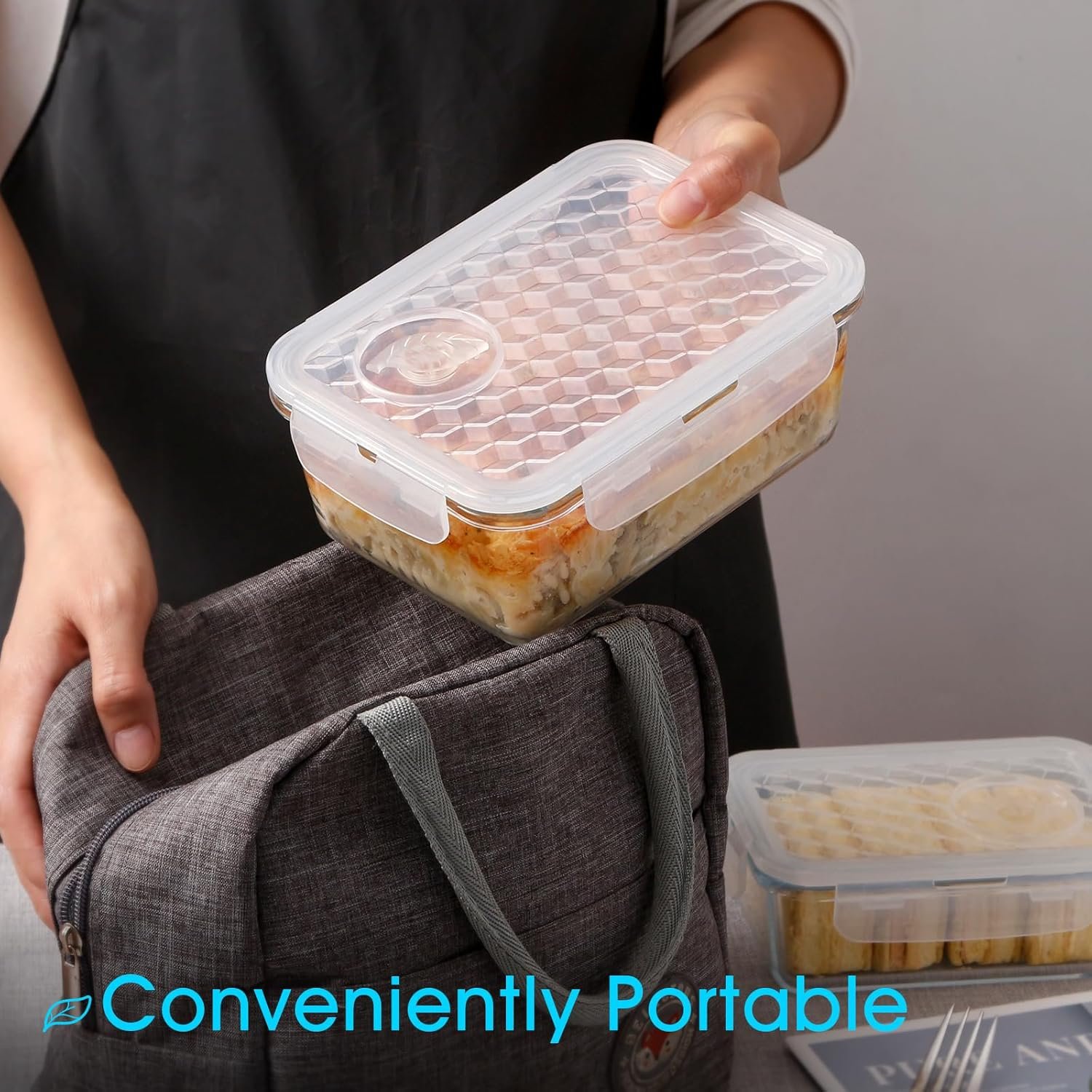 NUTRIUPS 1L/33Oz Glass Food Storage Container, Small Food Storage Container with Leakproof Airtight Lids, Meal Prep Containters -Microwave Safe & Oven Safe (NOT THE LIDS)-Rectangular - Image 5