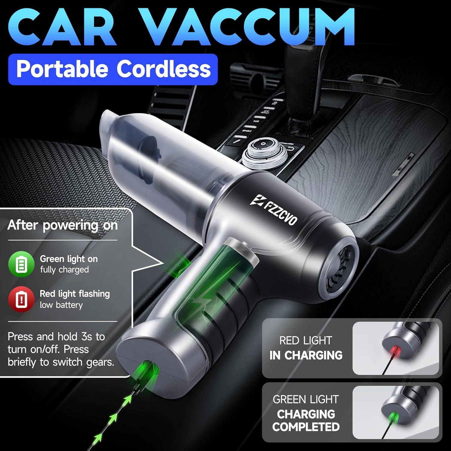 Car Vacuum Portable Cordless, Handheld Vacuum Cordless of 4 in 1, Brushless Mini Vacuum Cleaner for Truck, Home, Pet Hair - Image 5