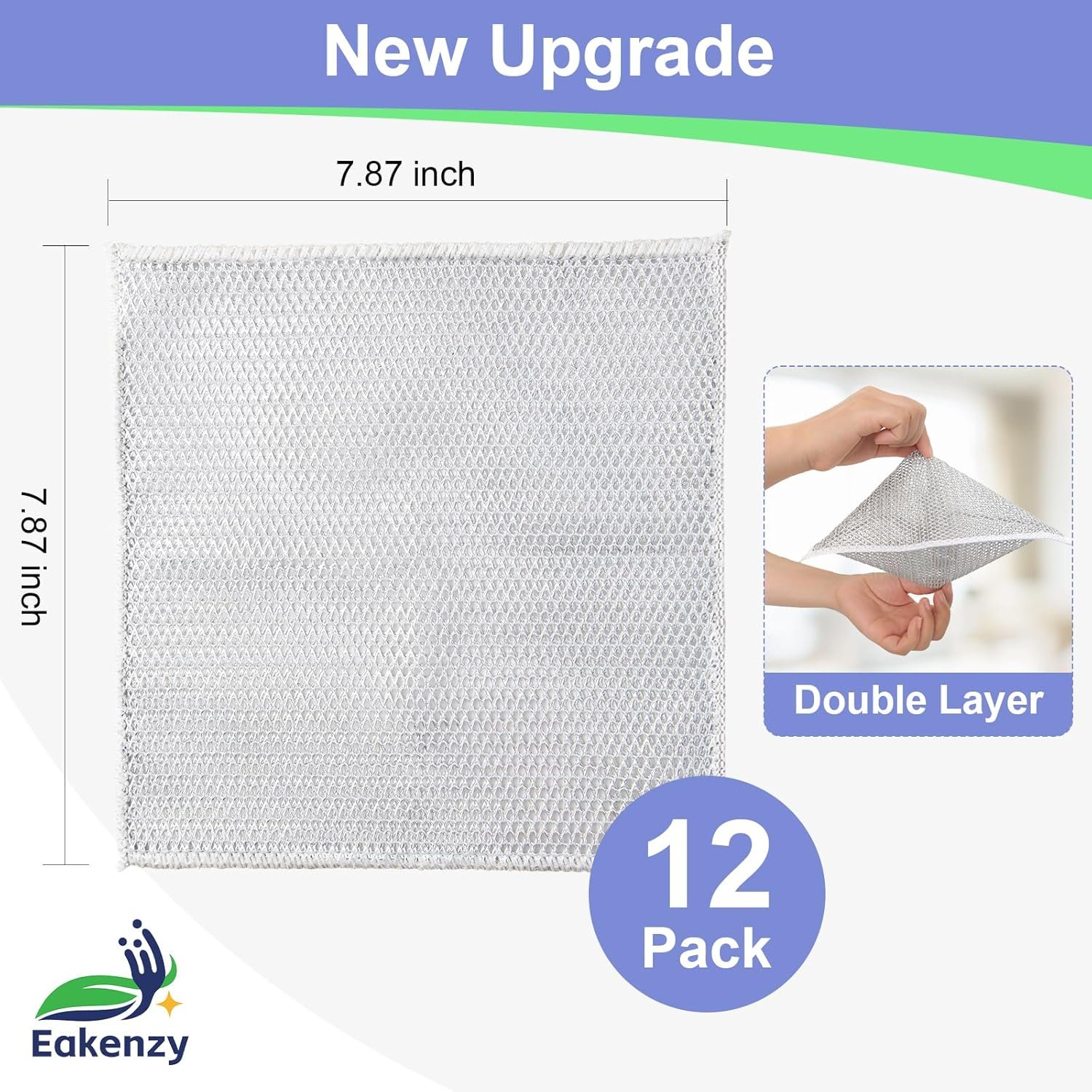 12 Pack Multipurpose Wire Dishwashing Rag for Wet and Dry, Double Layer Metallic Fiber Cleaning Cloth Kit, Multipurpose Wire Miracle Cleaning Cloths, Metal Dish Cloths for Washing Dishes - Image 3