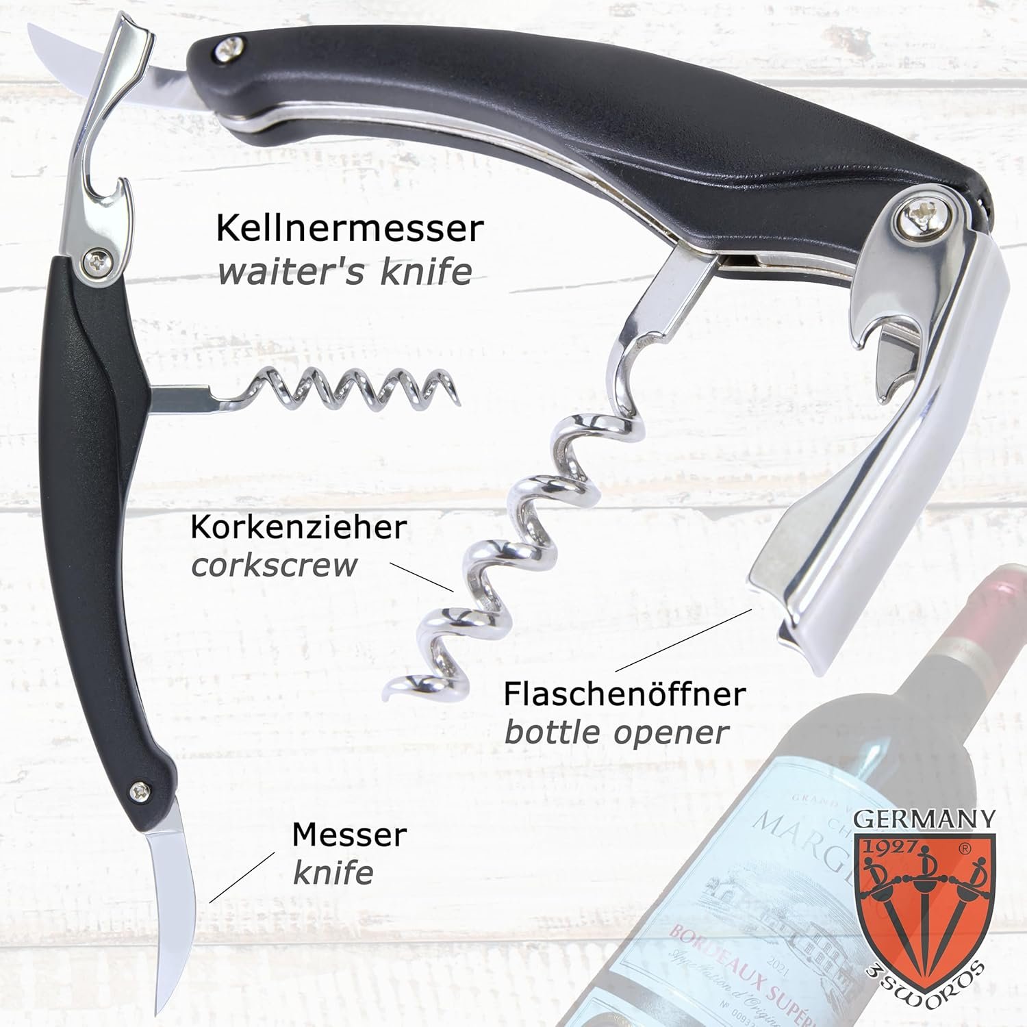 3 Swords Germany - brand quality 5 piece manicure pedicure grooming kit set for professional finger & toe nail care scissors clipper fashion leather case in gift box, Made by 3 Swords (00804) - Image 5