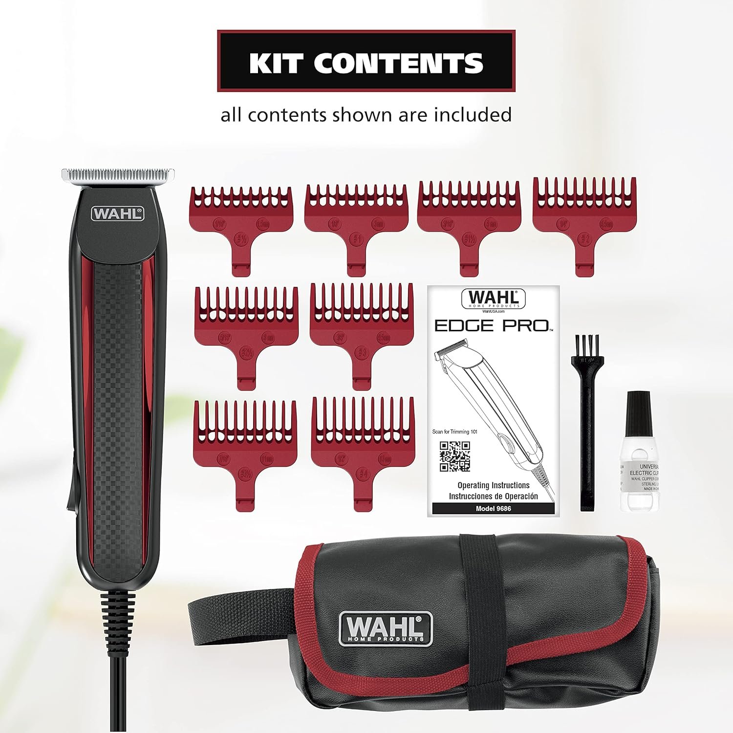 Wahl Edge Pro Bump Free Corded Beard Trimmer for Men Touch Up Trimmer & Grooming Detailer Kit – Perfect for Edging Beards, Mustaches, Hair, & Stubble, – Model 9686-300 - Image 3