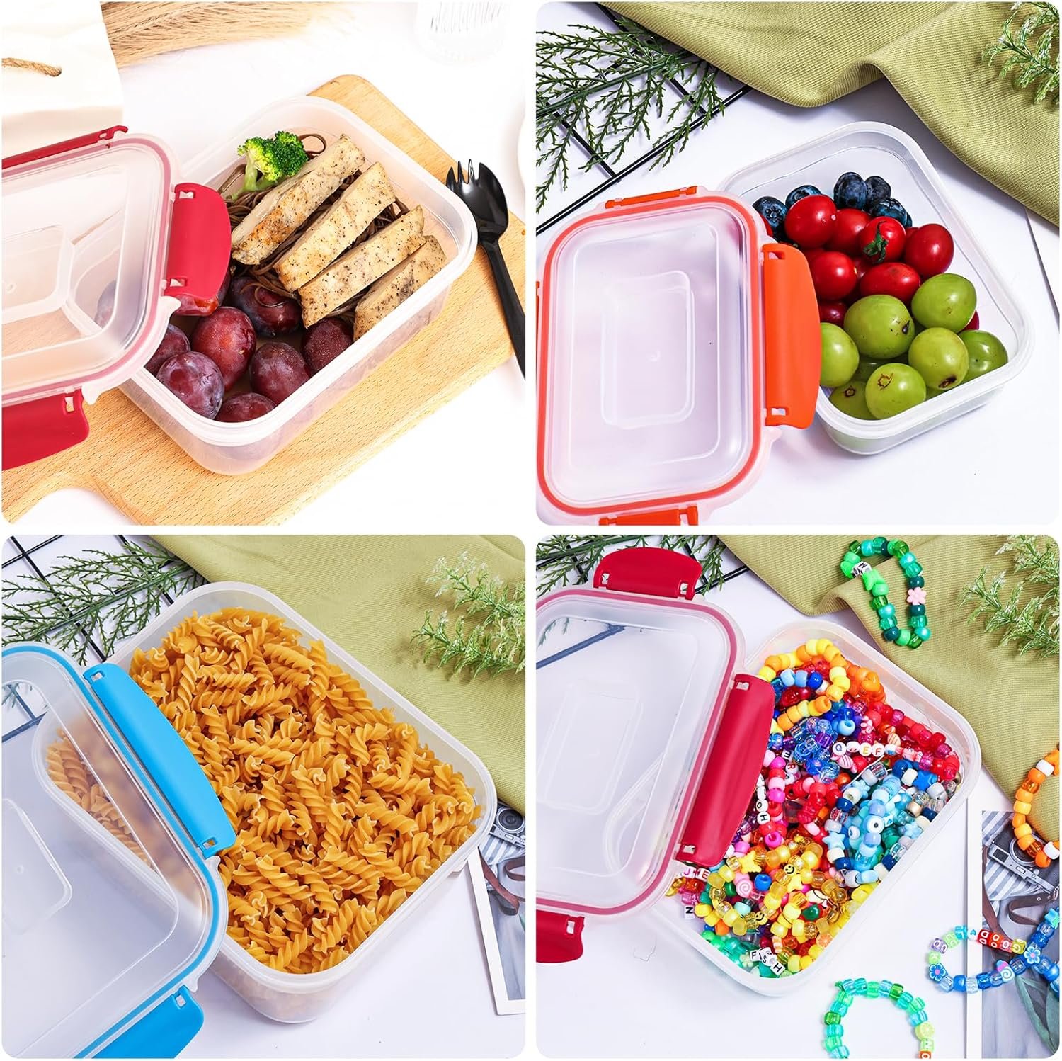 Moretoes 10pcs Food Storage Containers with Lids (5 Snap Lids & 5 Nestable Containers), Plastic Airtight Stackable Leakproof Freezer Storage Containers for Kitchen, Refrigerator Organization - Image 7