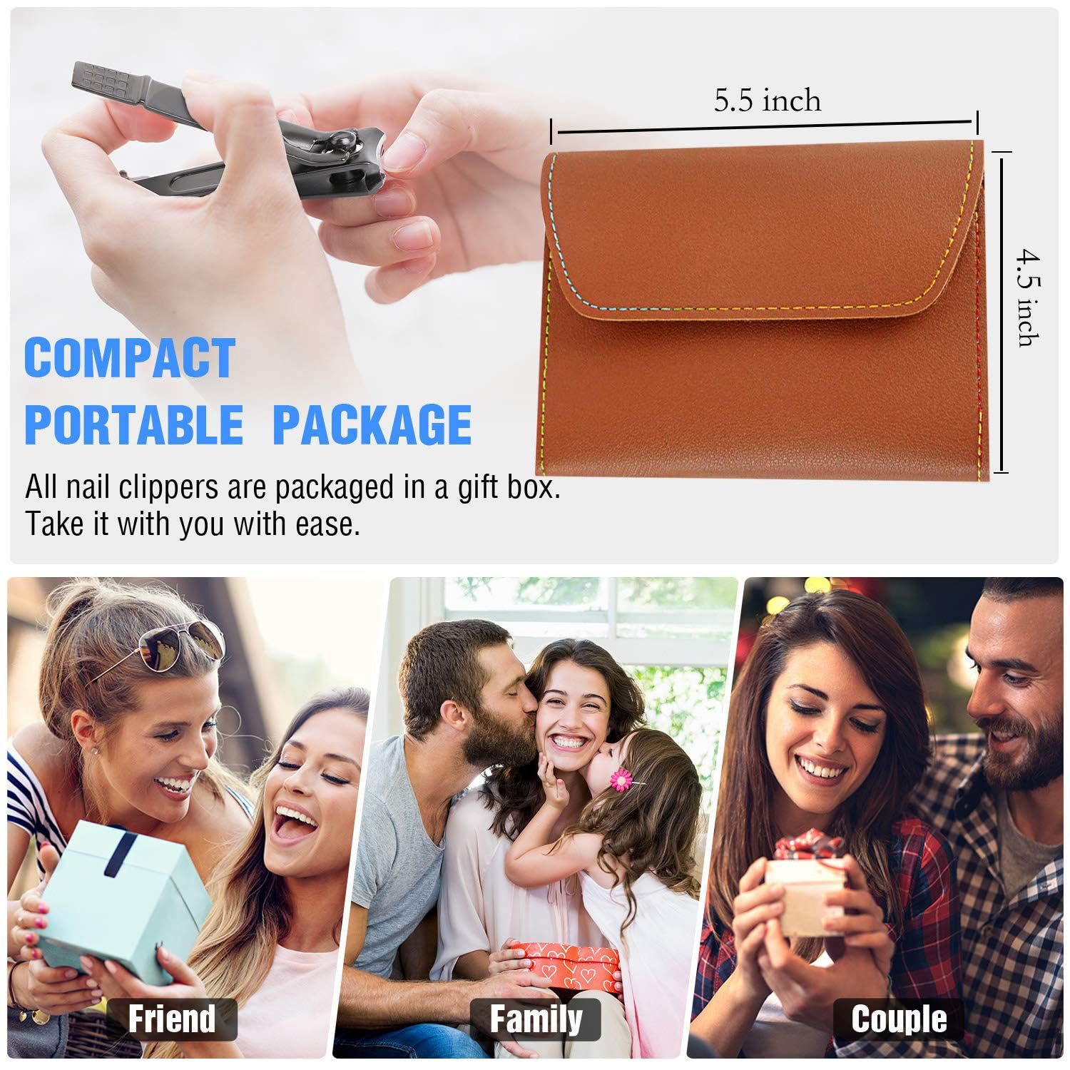 Manicure Pedicure Kit, Nail Clippers Set, Fingernail and Toenail Clipper Cutters, 16 Pieces Stainless Steel Professional Nail Care Tools with Travel Leather Case for Men Women Valentines Gift - Image 7