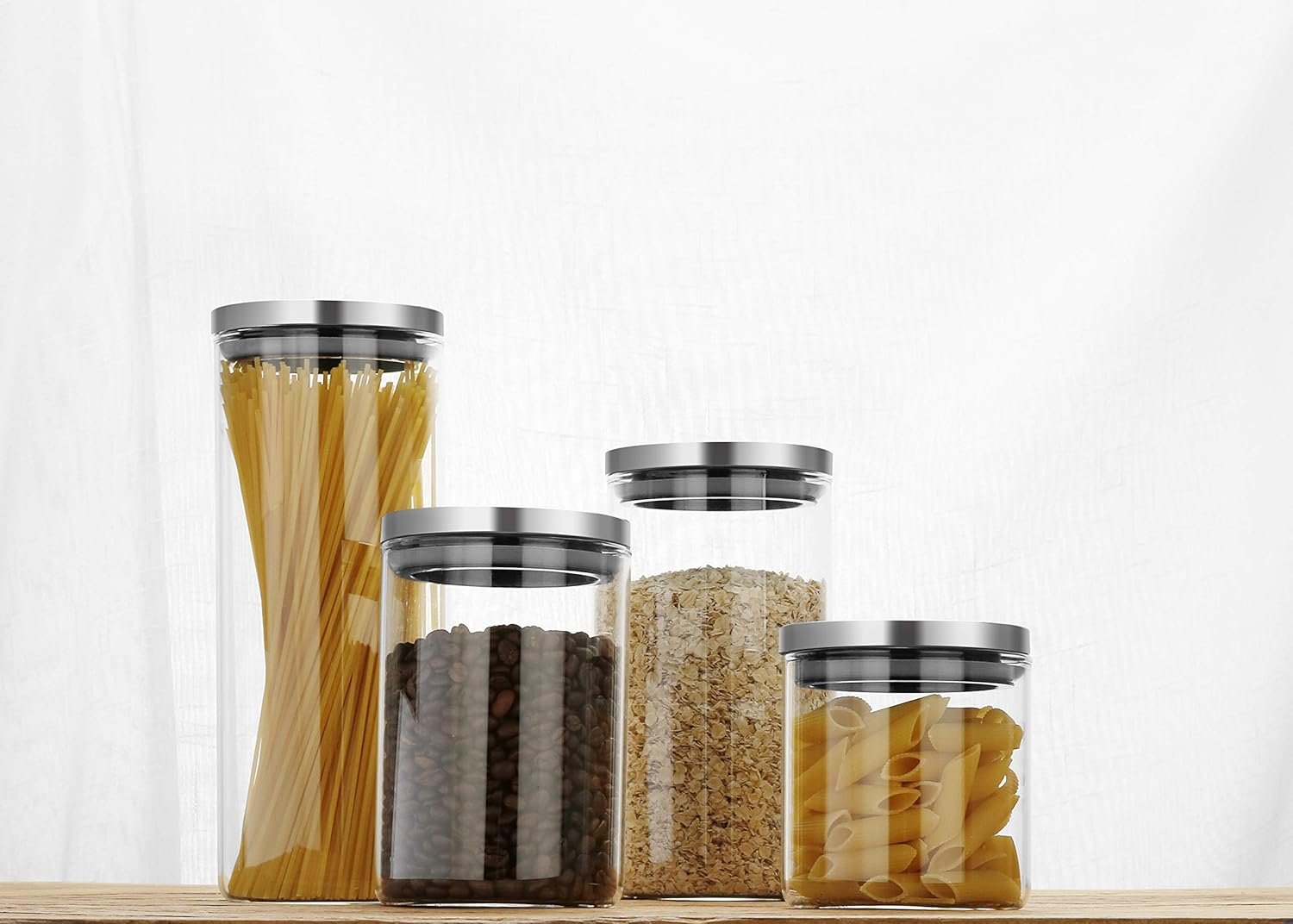 SIXAQUAE Glass Food Storage Containers Jar Stainless Steel Lids 4 Packs 1000ml Airtight Canister Organization Sets Stackable - Image 7