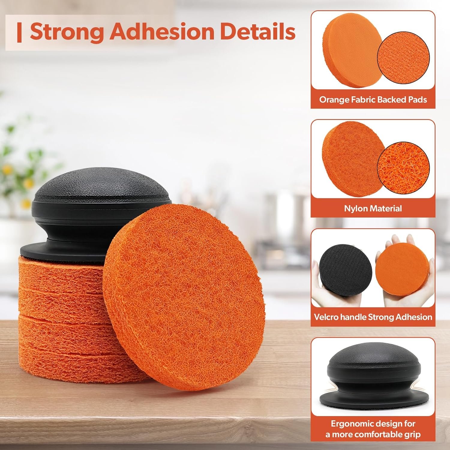 Griddle Cleaning Kit for Blackstone, Flat Top Grill Cleaning Kit Multi-Purpose Heavy Duty Non-Scratch Scouring Pads for Kitchen - 5 Scrubber Pads and 1 Handle - Image 5