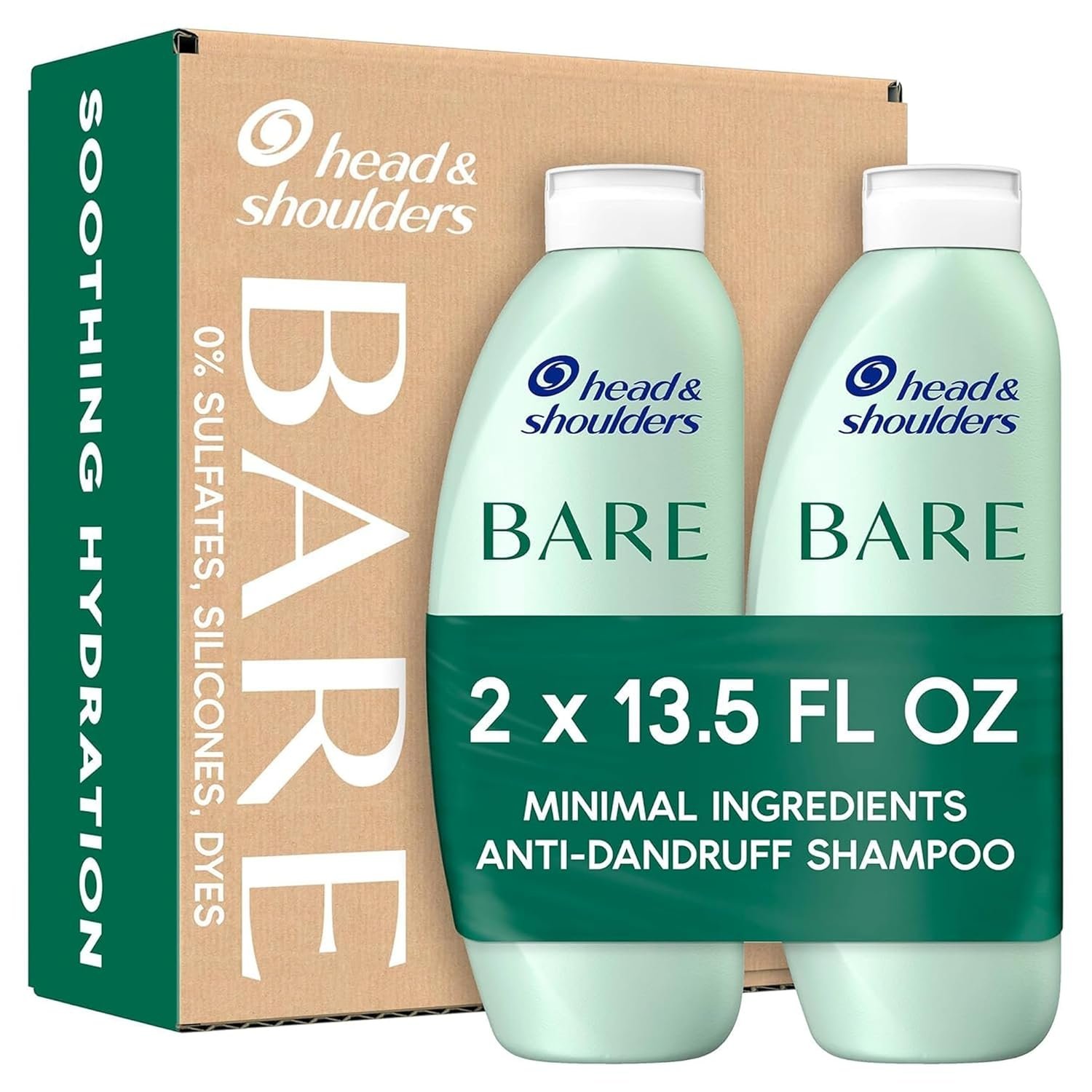 Head & Shoulders BARE Dandruff Shampoo Twin Pack, Sulfate-Free, Silicion-Free, Dye-Free, Eco-Friendly Bottles, Safe for All Hair Types, 13.5 Fl Oz Each (Set of 2) - Image 2