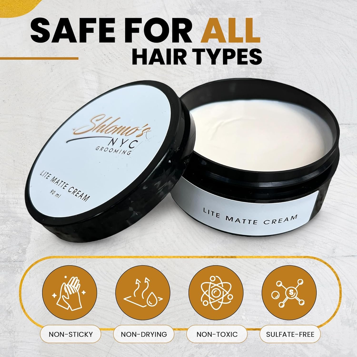 Shlomo's NYC Grooming Lite Matte Cream for Men – Lightweight Styling Pomade for Natural Hold and Texture for All Hair Types | Achieve an Effortless, Matte Finish Without Residue | Easy Application - Image 4