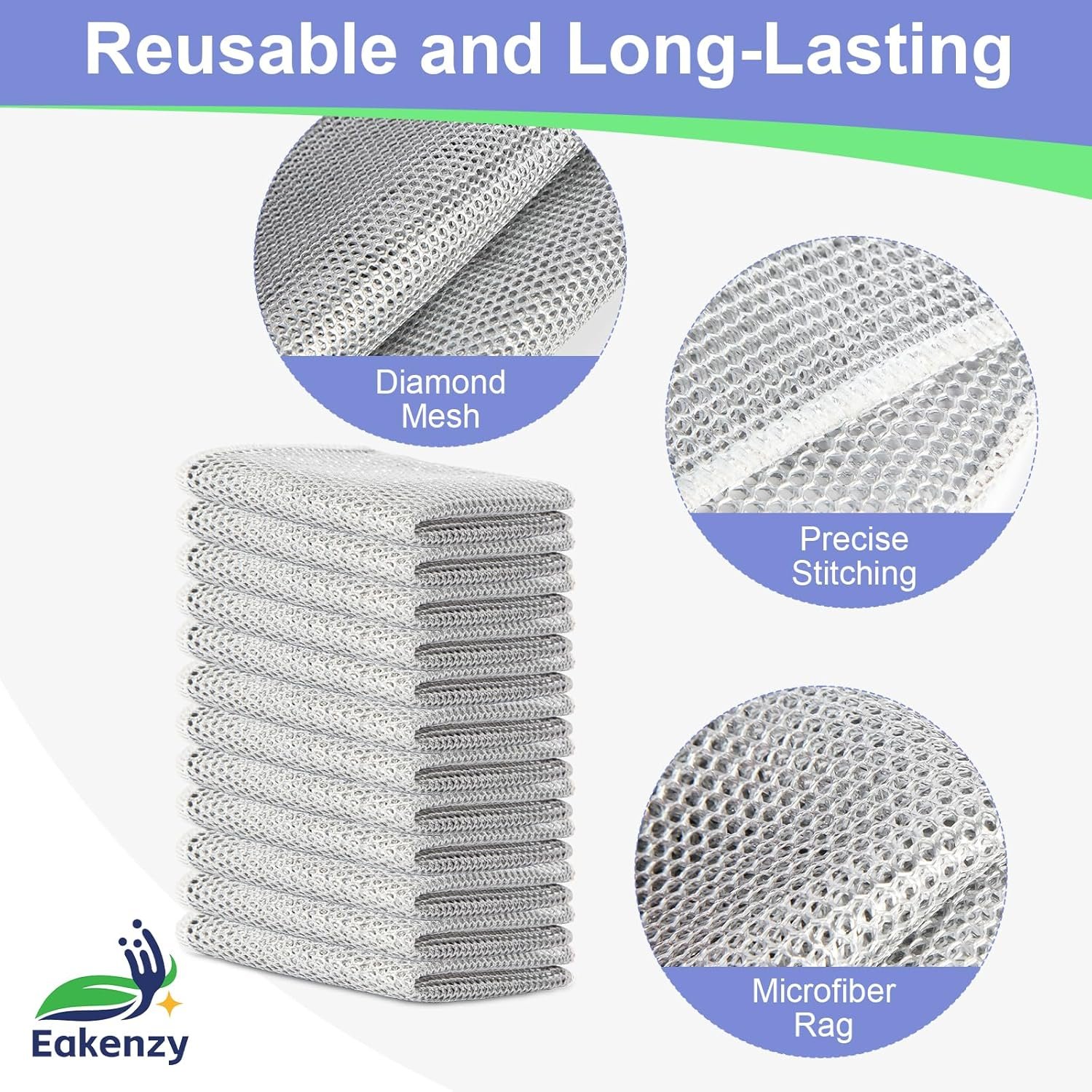 12 Pack Multipurpose Wire Dishwashing Rag for Wet and Dry, Double Layer Metallic Fiber Cleaning Cloth Kit, Multipurpose Wire Miracle Cleaning Cloths, Metal Dish Cloths for Washing Dishes - Image 4