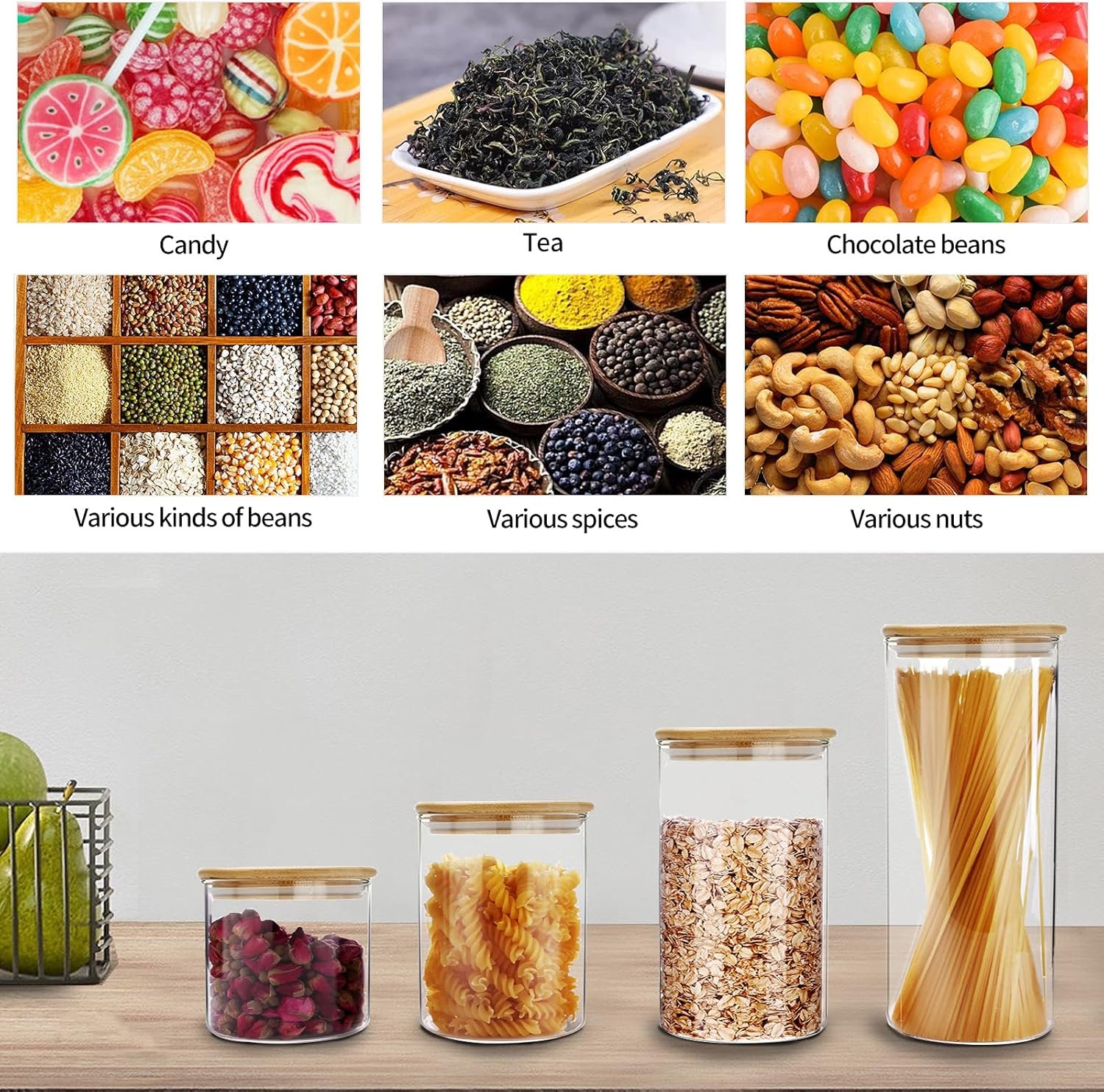 SIXAQUAE Glass Food Storage Containers Jar Stainless Steel Lids 4 Packs 1000ml Airtight Canister Organization Sets Stackable - Image 4