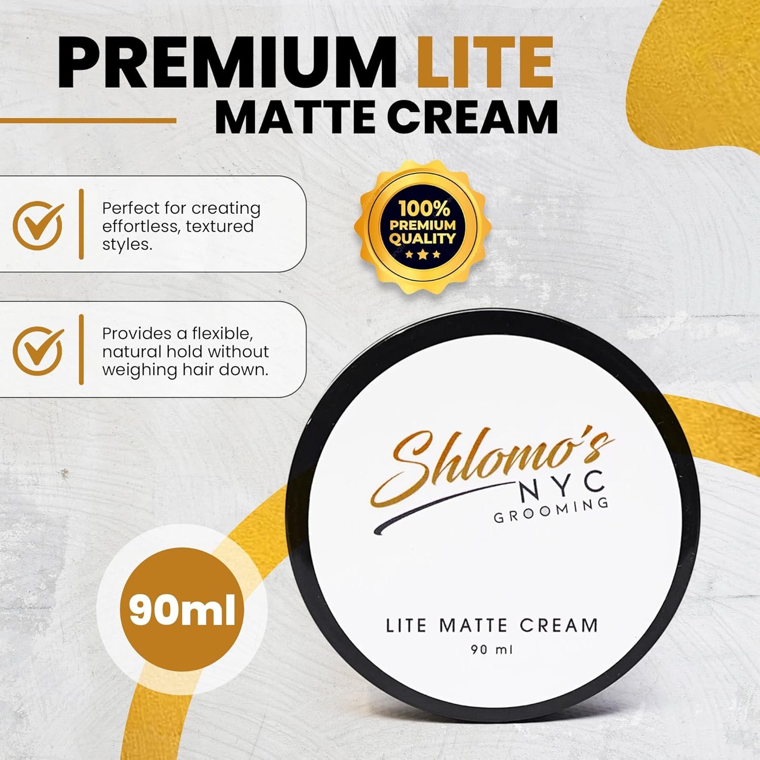 Shlomo's NYC Grooming Lite Matte Cream for Men – Lightweight Styling Pomade for Natural Hold and Texture for All Hair Types | Achieve an Effortless, Matte Finish Without Residue | Easy Application - Image 3