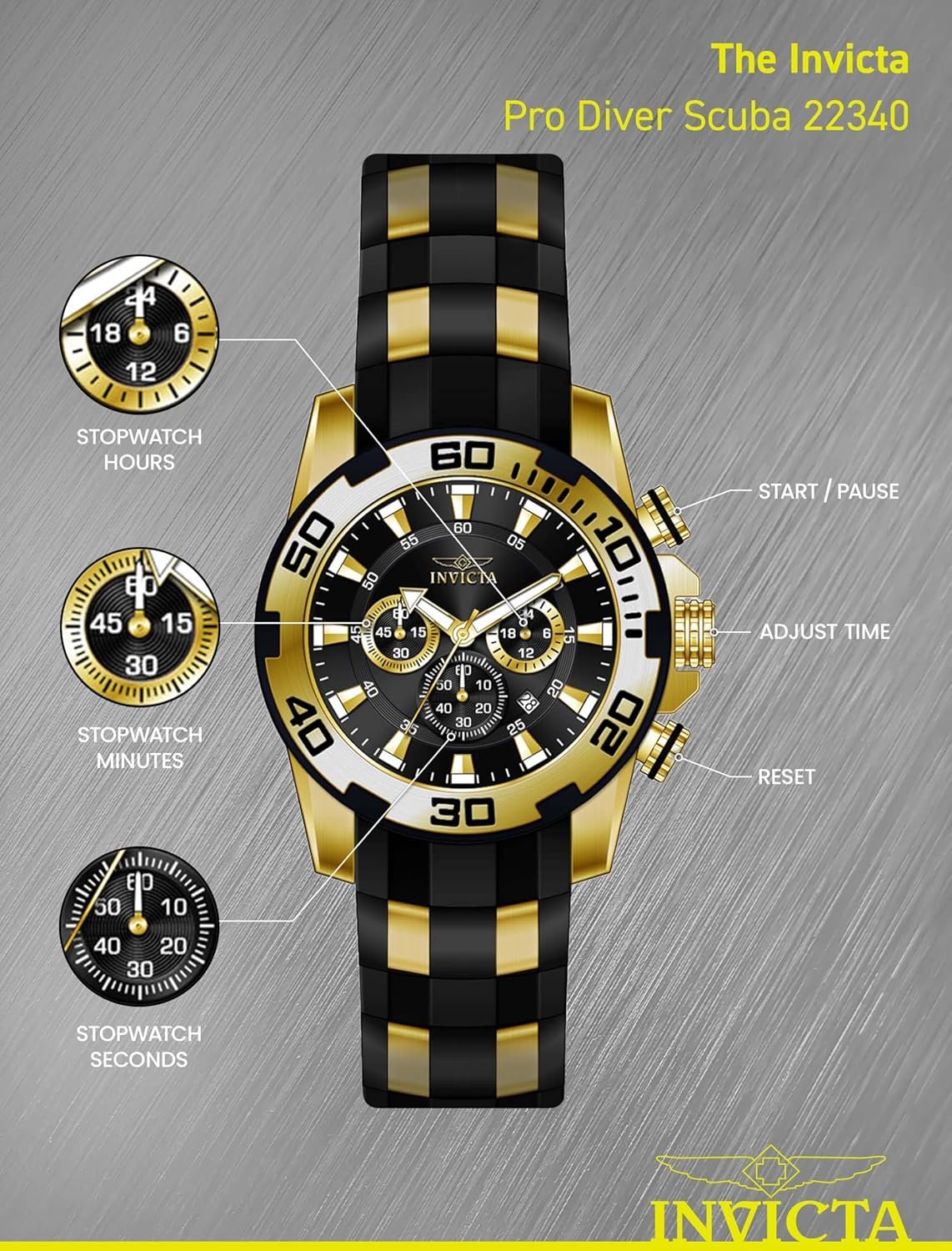 Invicta Men's 22340 Pro Diver Analog Display Quartz Black Watch - Image 5